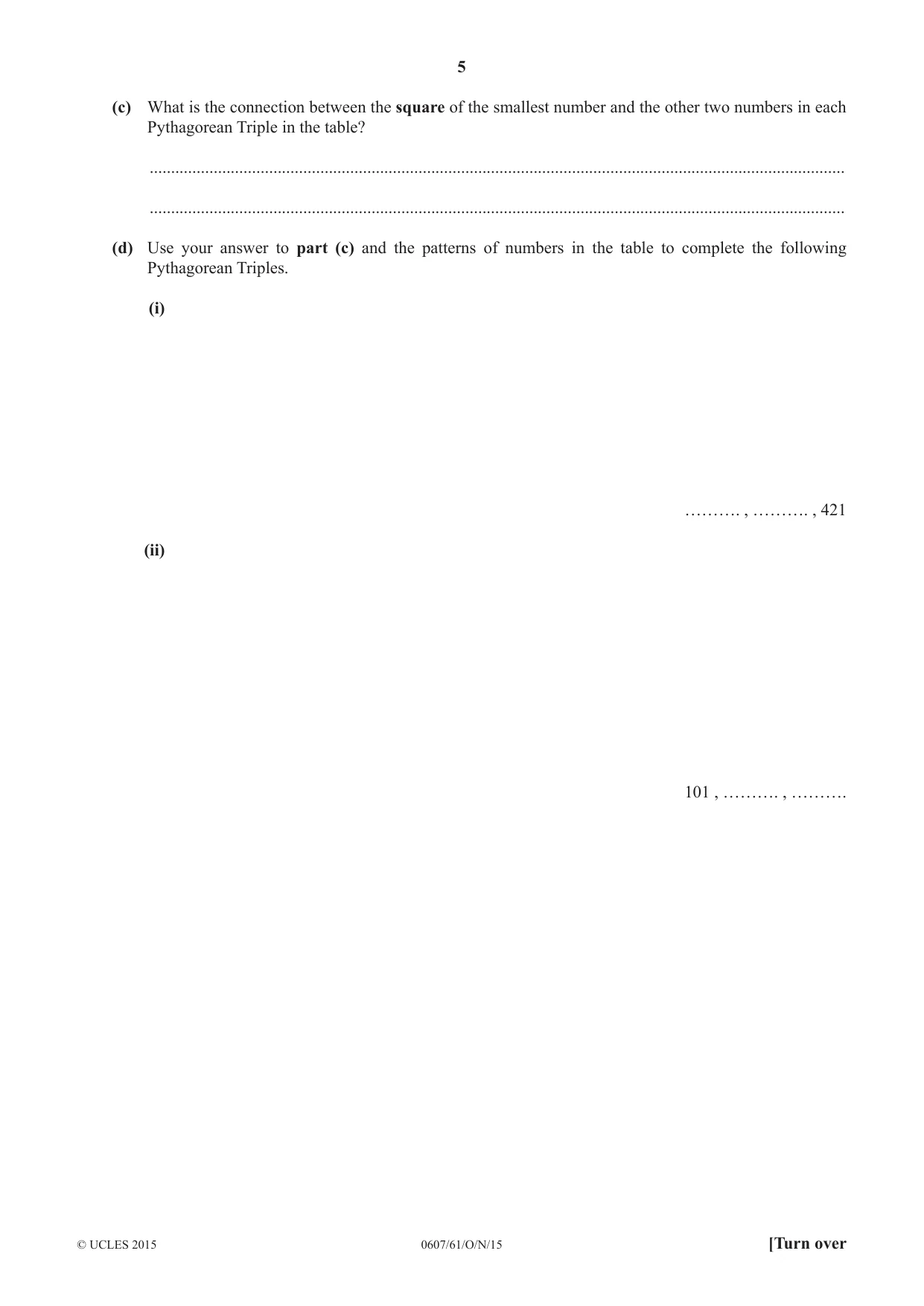 Cambridge IGCSE Mathematics - International 0607 2015 Oct/Nov Paper 6 · Variant 1 question paper, page 5 of 12