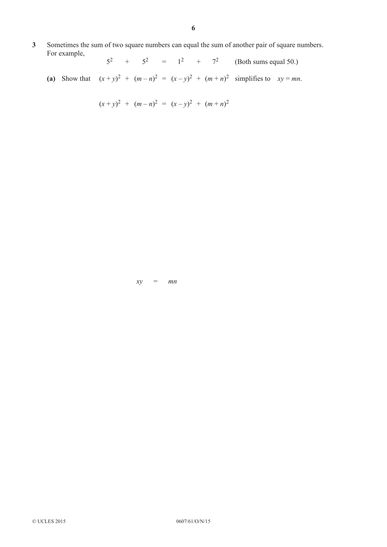 Cambridge IGCSE Mathematics - International 0607 2015 Oct/Nov Paper 6 · Variant 1 question paper, page 6 of 12