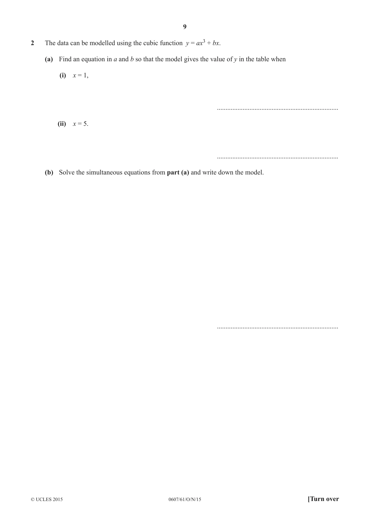 Cambridge IGCSE Mathematics - International 0607 2015 Oct/Nov Paper 6 · Variant 1 question paper, page 9 of 12