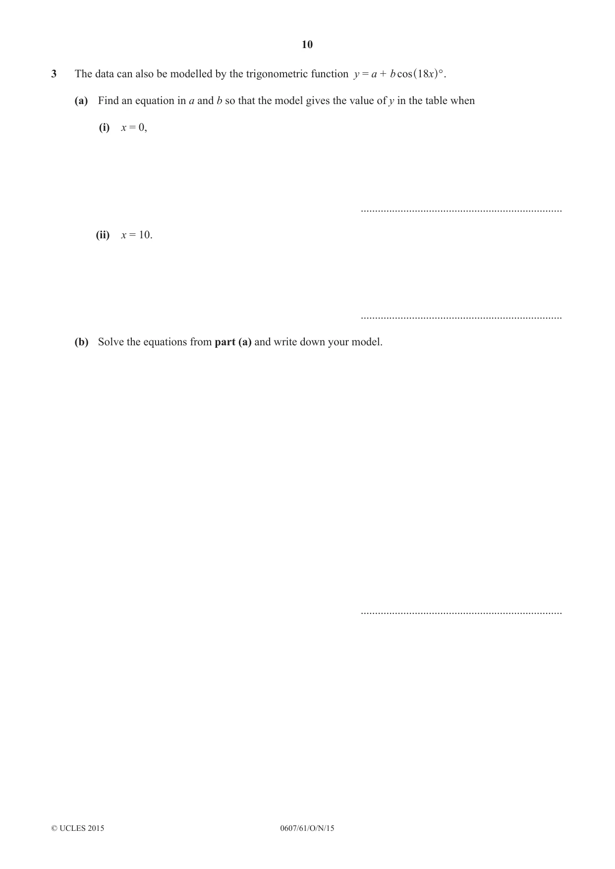 Cambridge IGCSE Mathematics - International 0607 2015 Oct/Nov Paper 6 · Variant 1 question paper, page 10 of 12