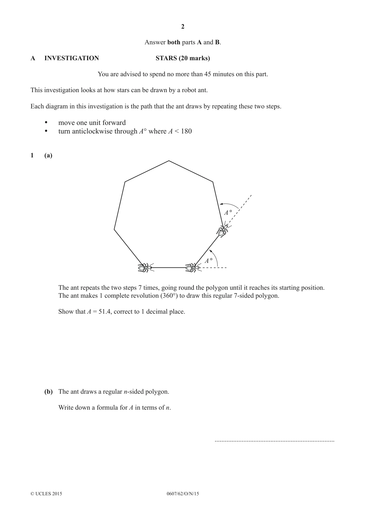 Cambridge IGCSE Mathematics - International 0607 2015 Oct/Nov Paper 6 · Variant 2 question paper, page 2 of 12