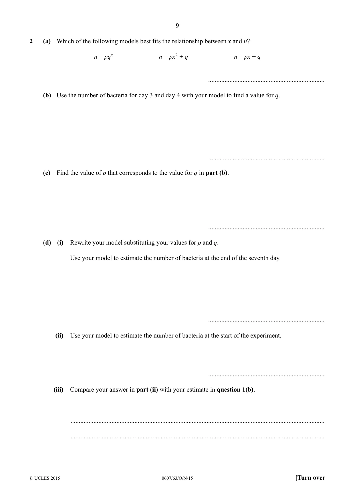 Cambridge IGCSE Mathematics - International 0607 2015 Oct/Nov Paper 6 · Variant 3 question paper, page 9 of 12