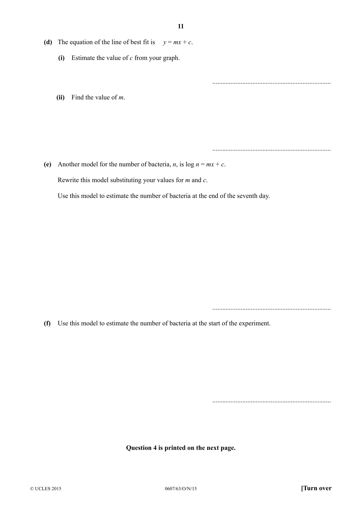 Cambridge IGCSE Mathematics - International 0607 2015 Oct/Nov Paper 6 · Variant 3 question paper, page 11 of 12