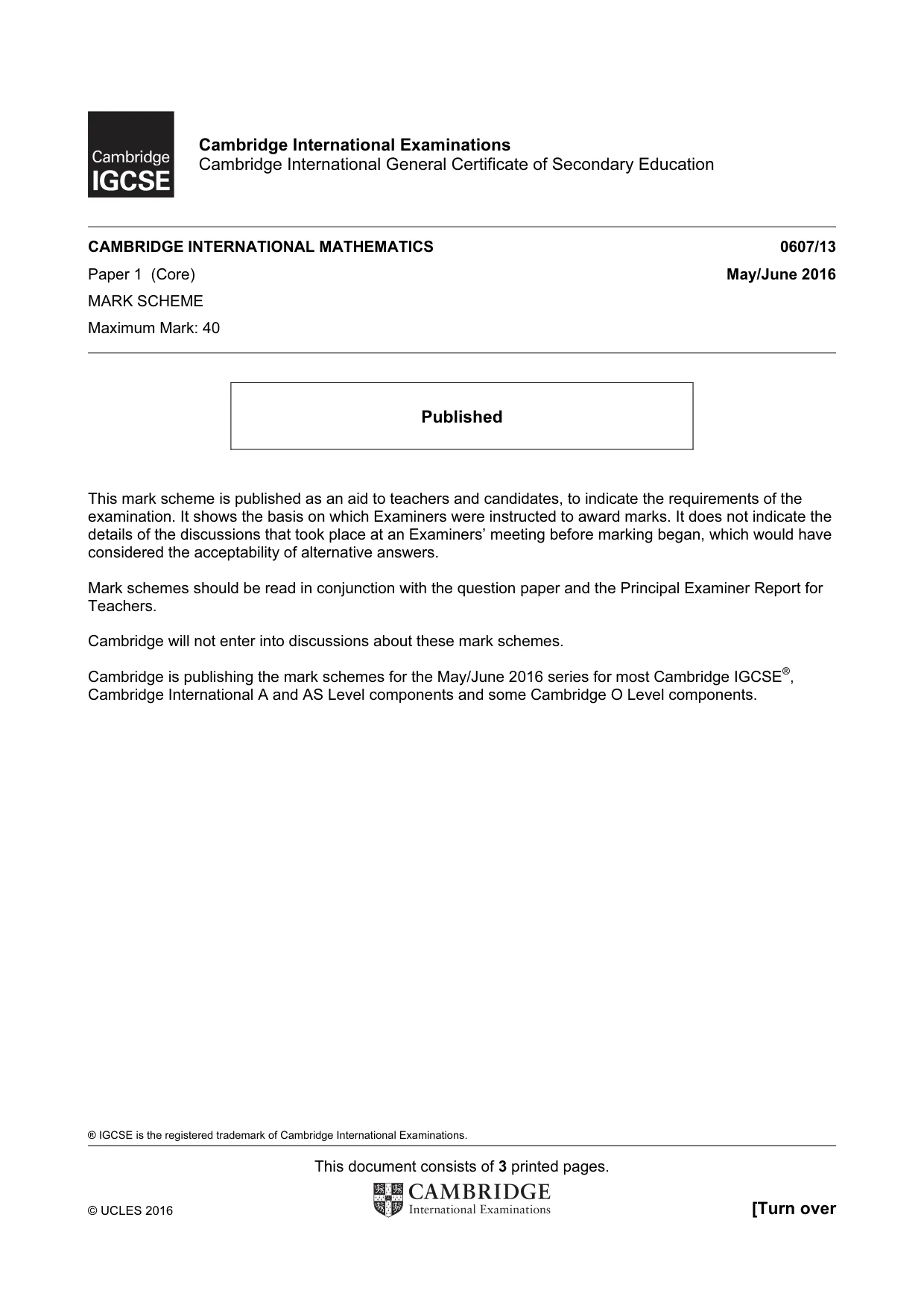 Mark scheme, page 1 of 3