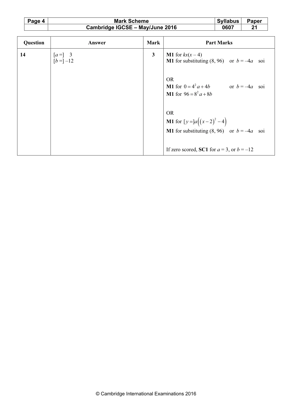 Mark scheme, page 4 of 4