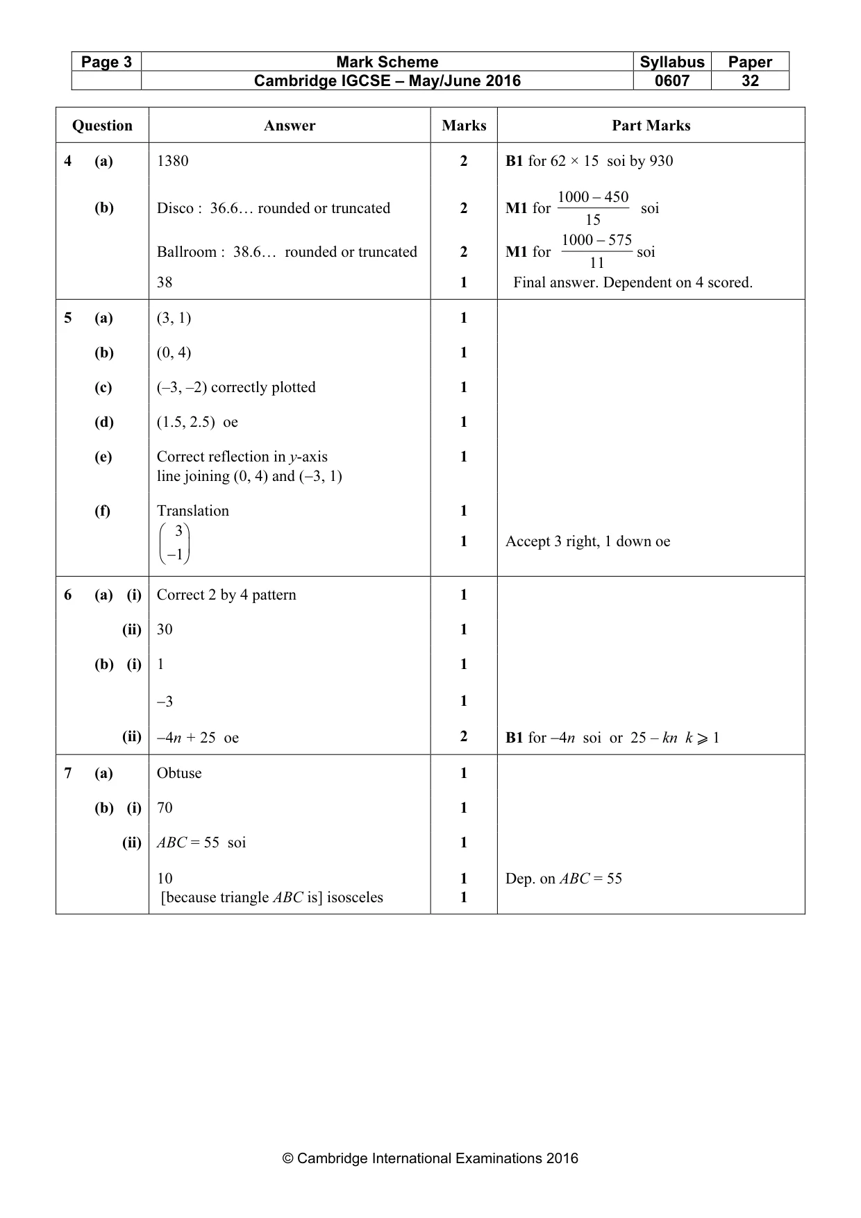 Mark scheme, page 3 of 5