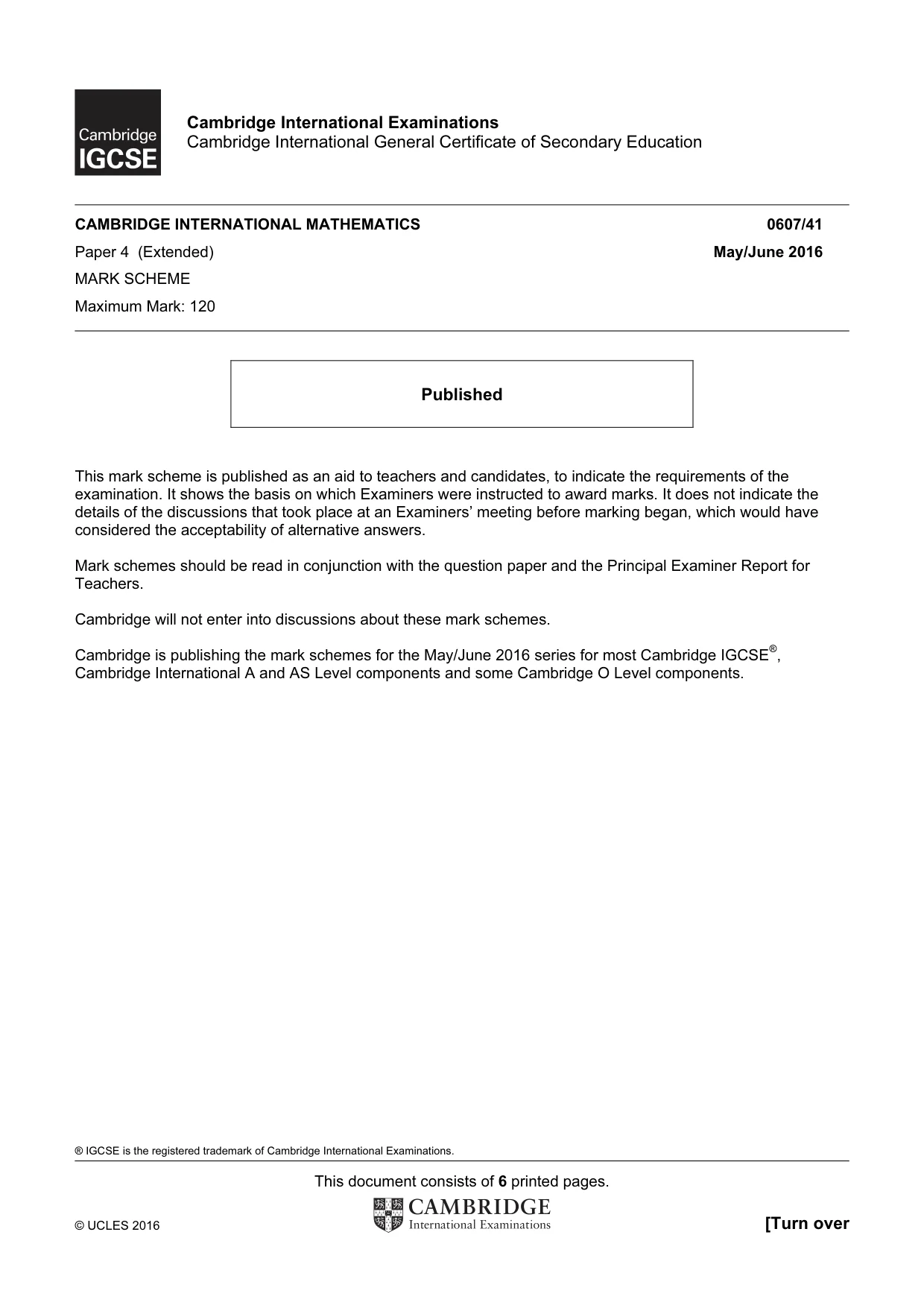 Mark scheme, page 1 of 6