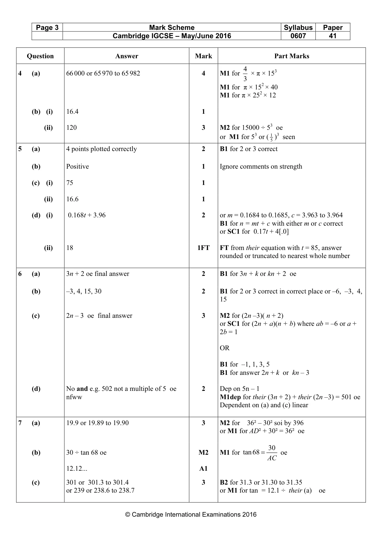 Mark scheme, page 3 of 6