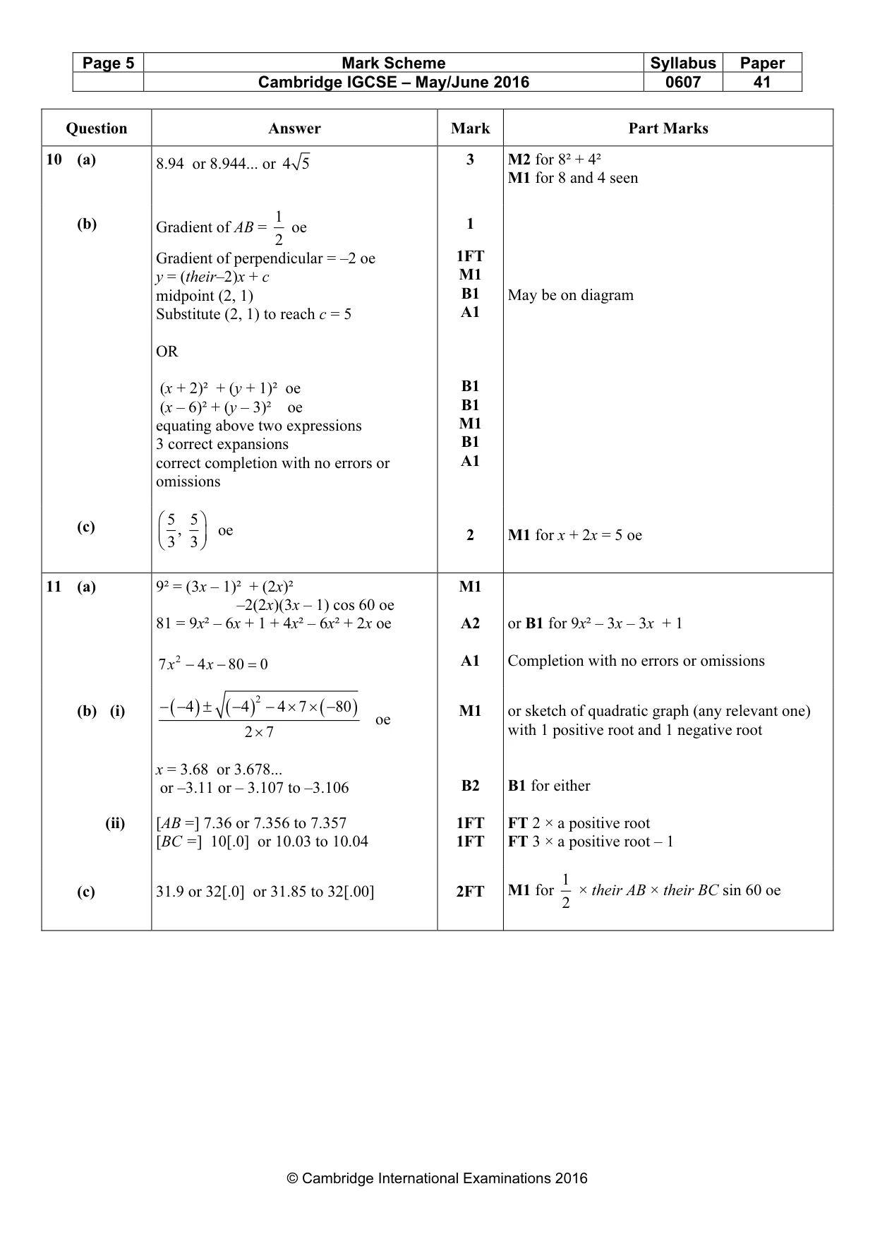 Mark scheme, page 5 of 6