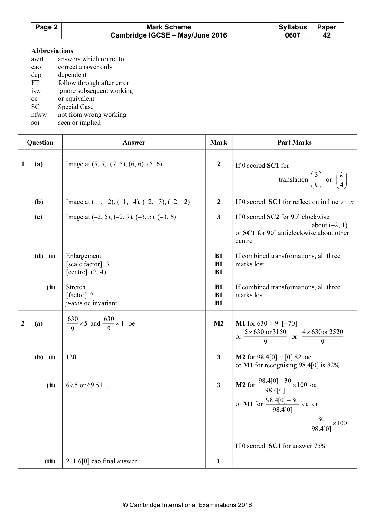 Mark scheme, page 2 of 6