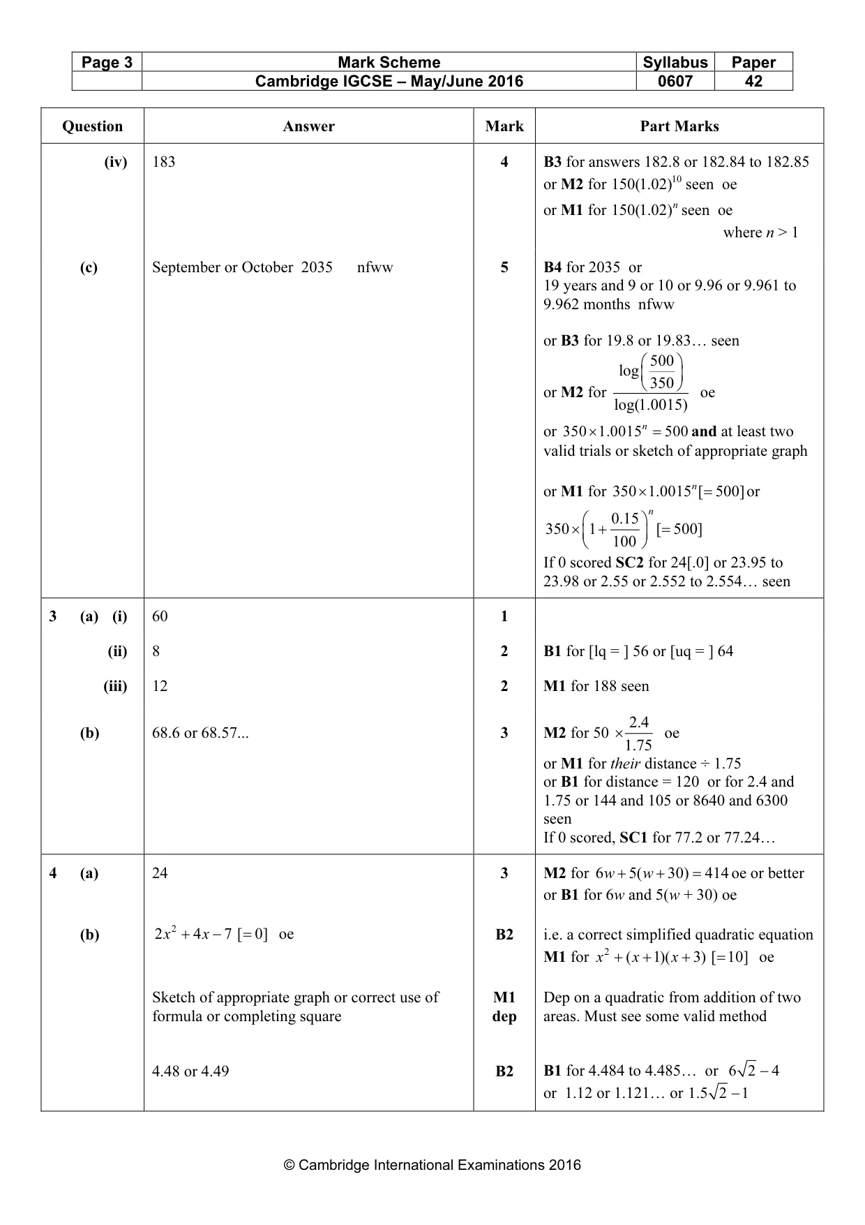 Mark scheme, page 3 of 6