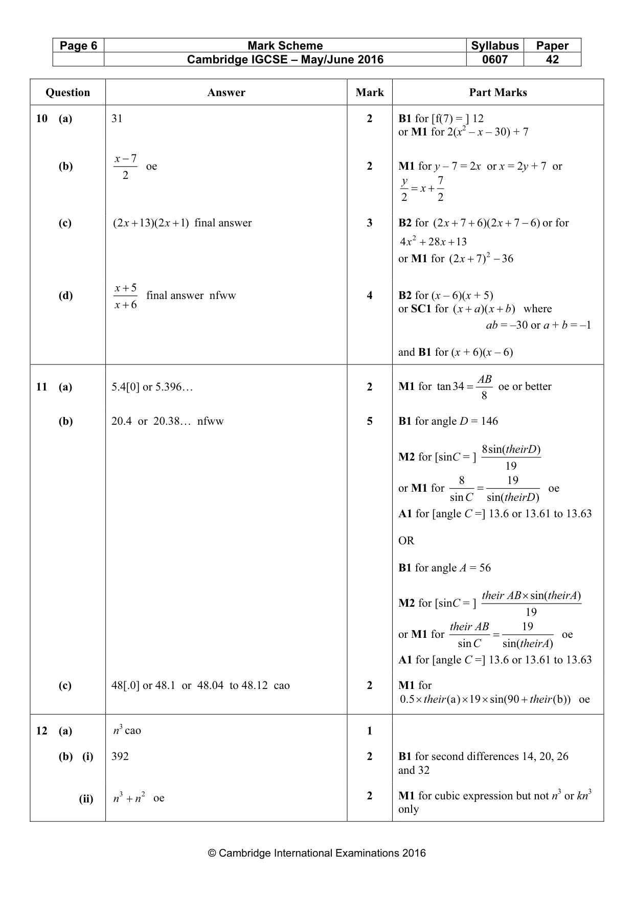Mark scheme, page 6 of 6