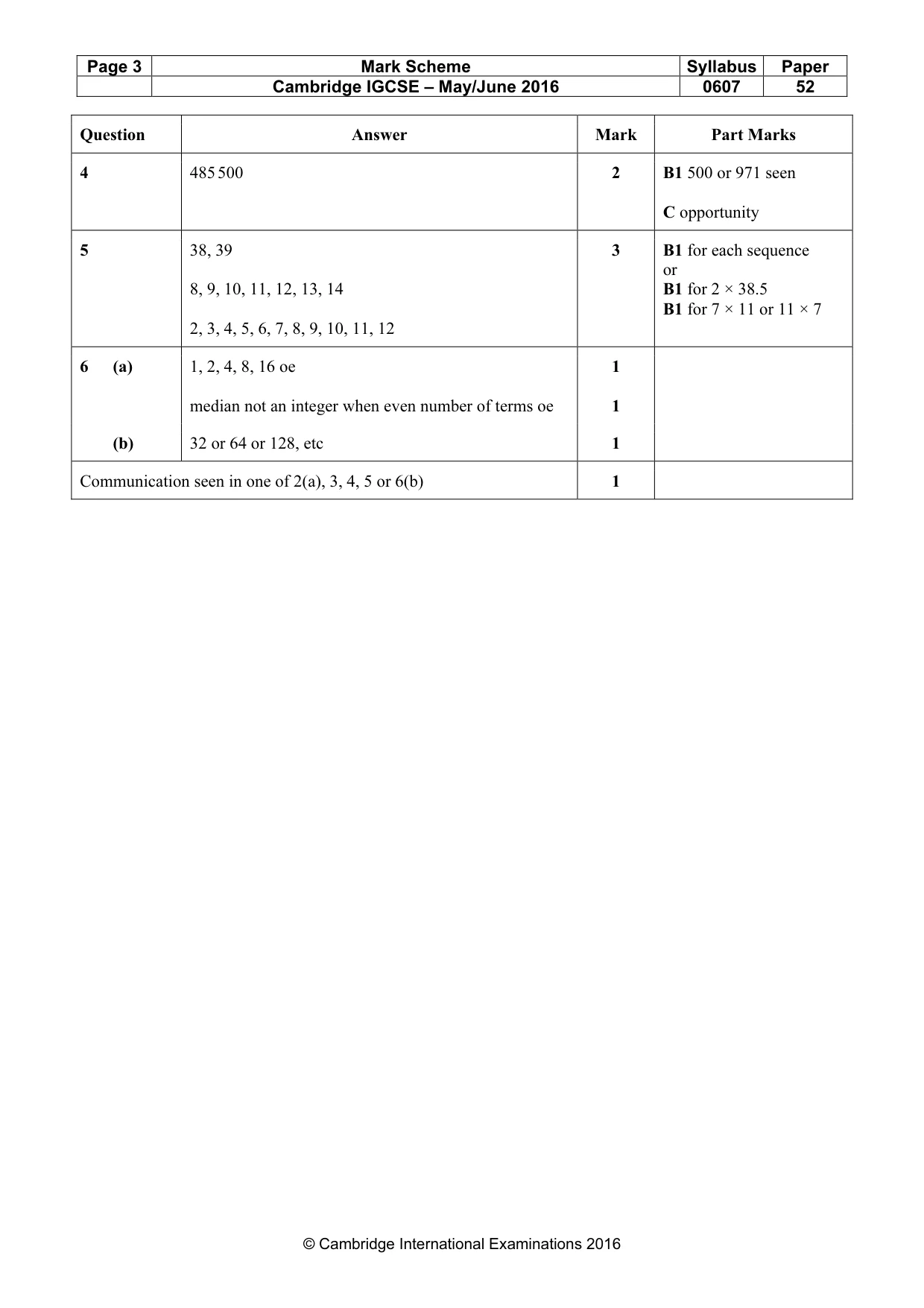 Mark scheme, page 3 of 3