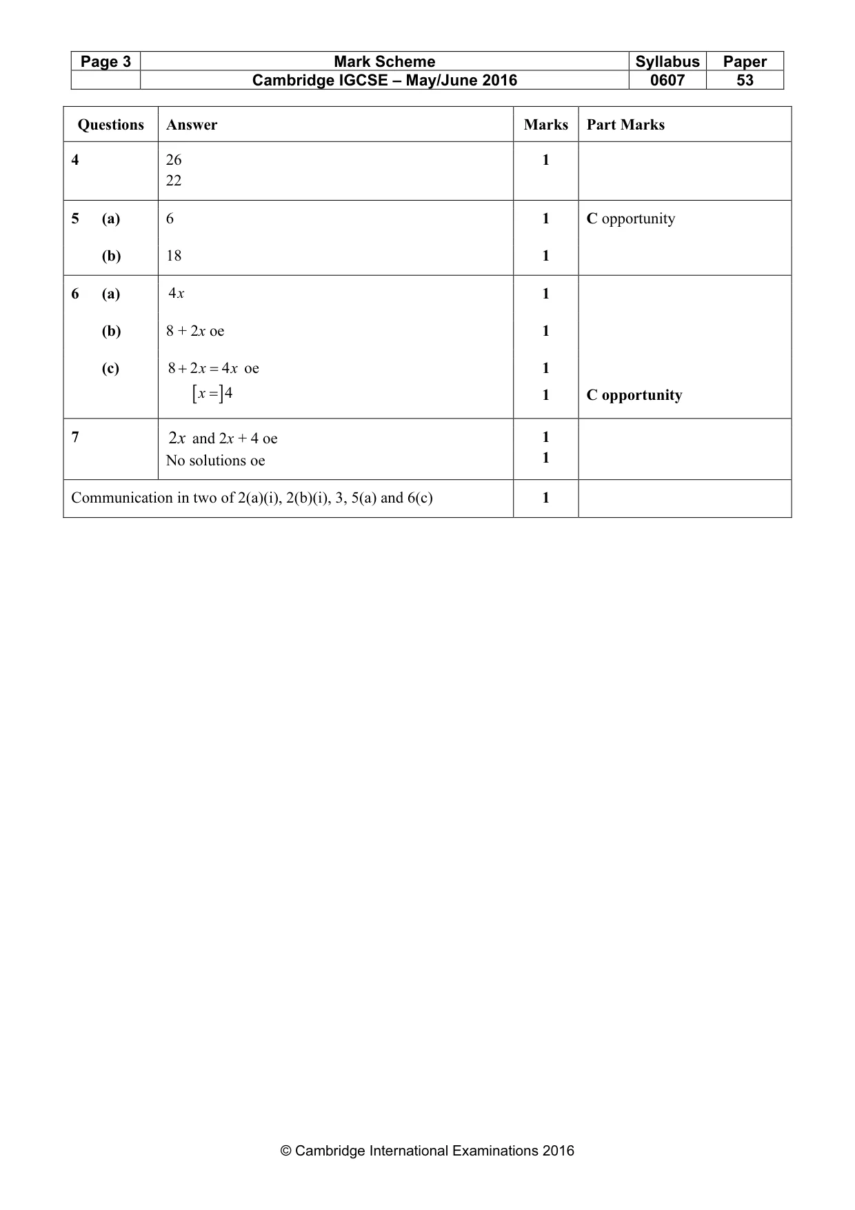 Mark scheme, page 3 of 3