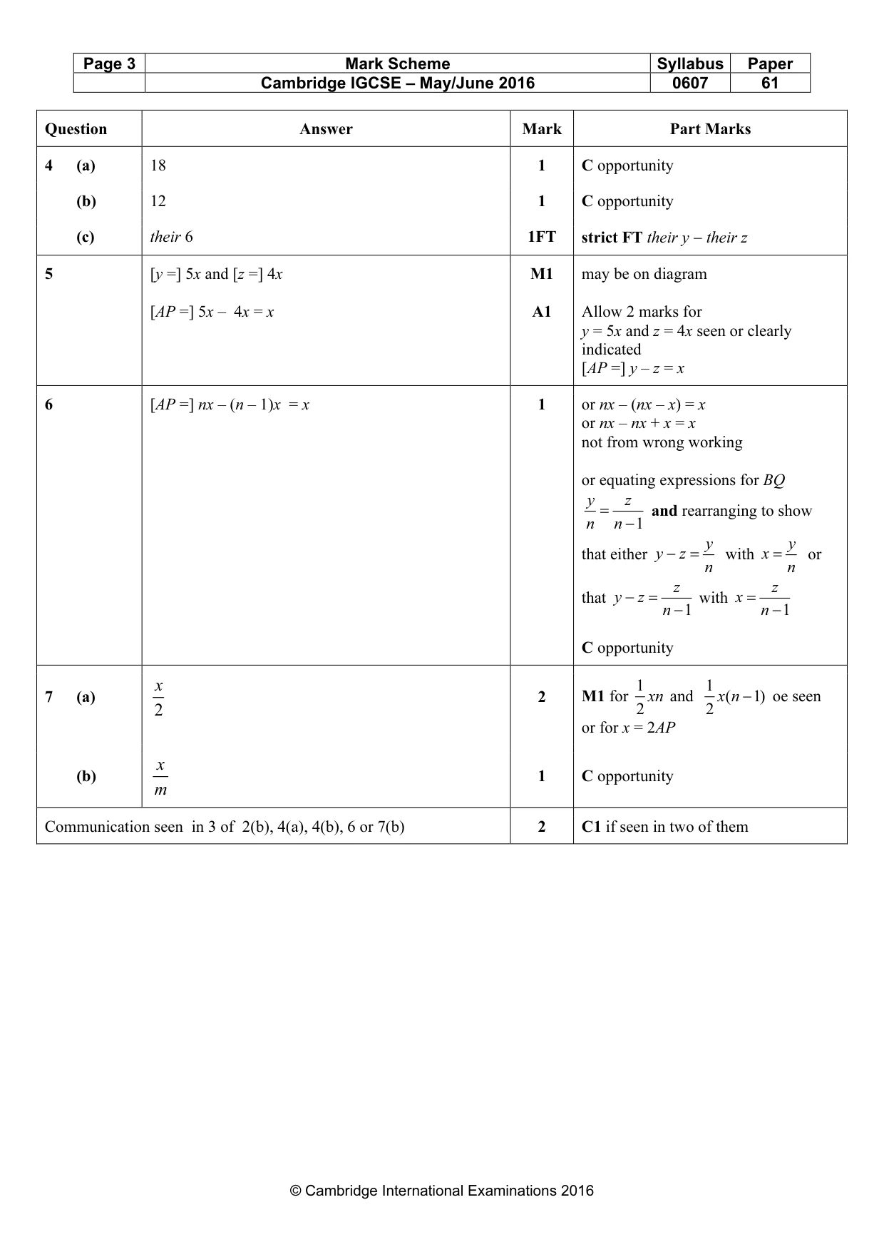 Mark scheme, page 3 of 5