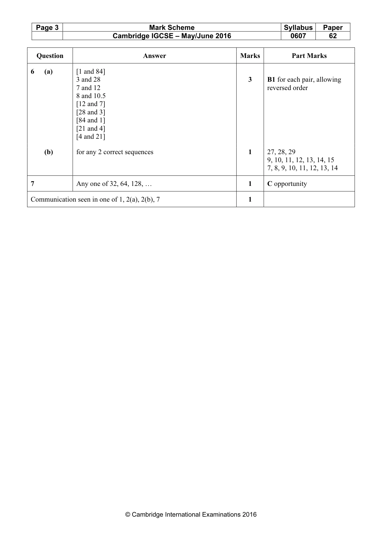 Mark scheme, page 3 of 5
