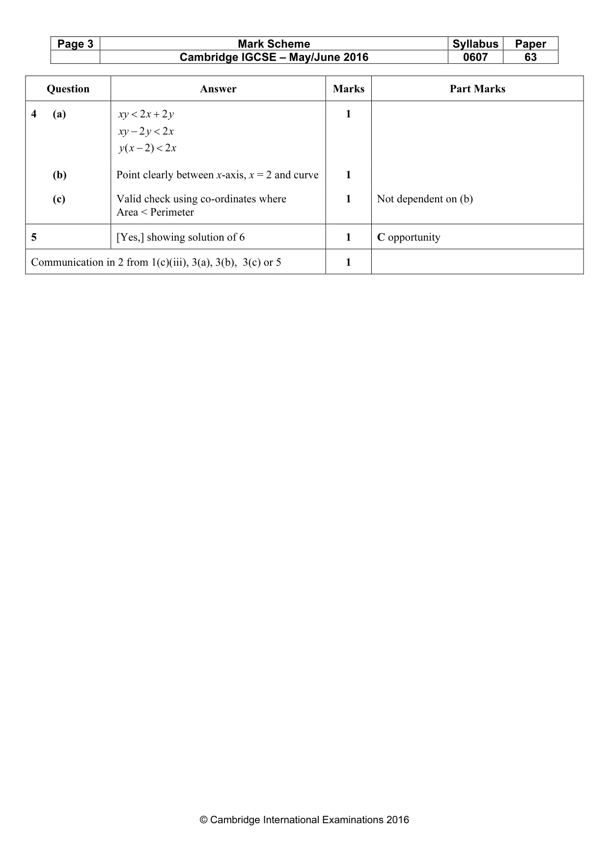 Mark scheme, page 3 of 5