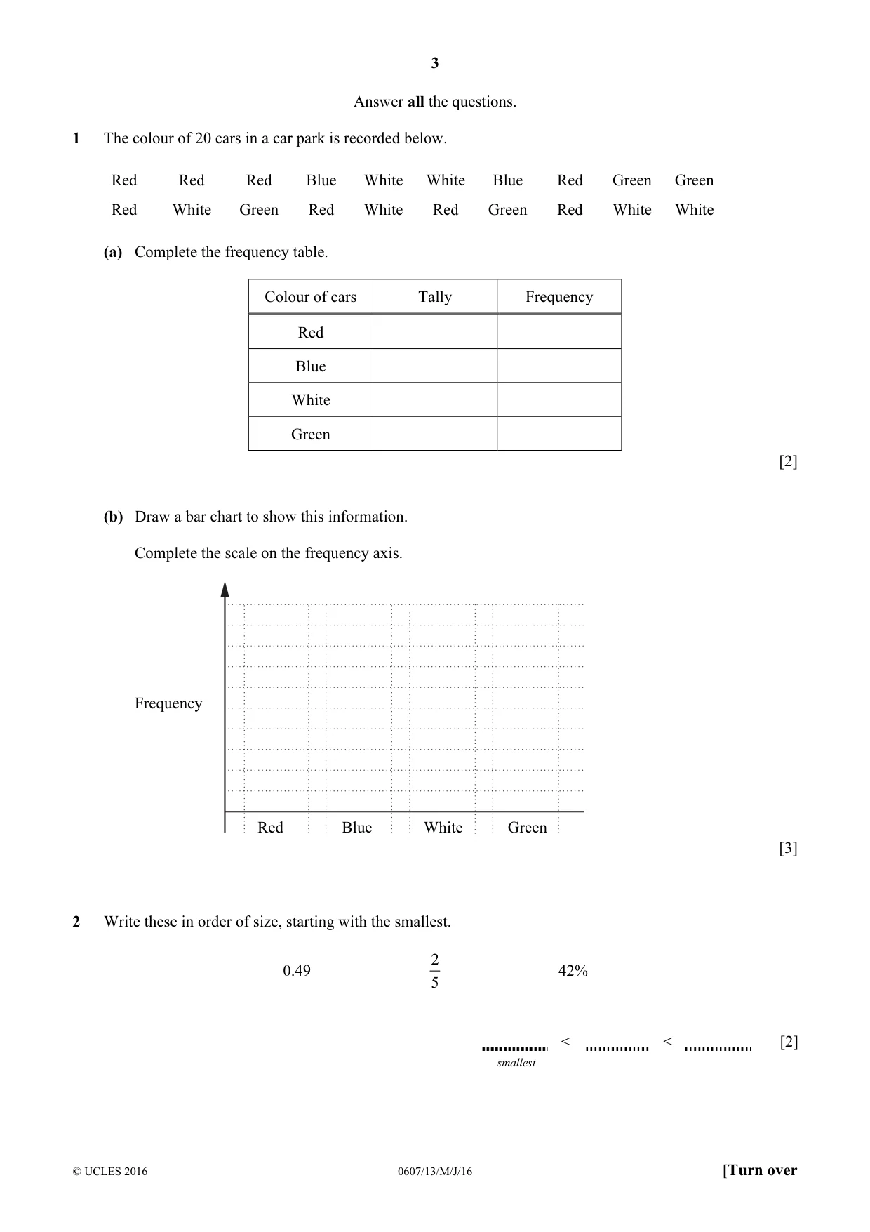 Cambridge IGCSE Mathematics - International 0607 2016 May/June Paper 1 · Variant 3 question paper, page 3 of 8