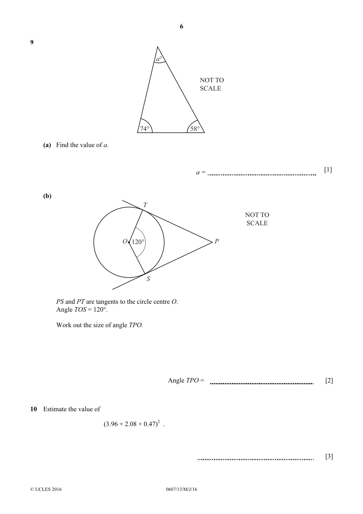Cambridge IGCSE Mathematics - International 0607 2016 May/June Paper 1 · Variant 3 question paper, page 6 of 8