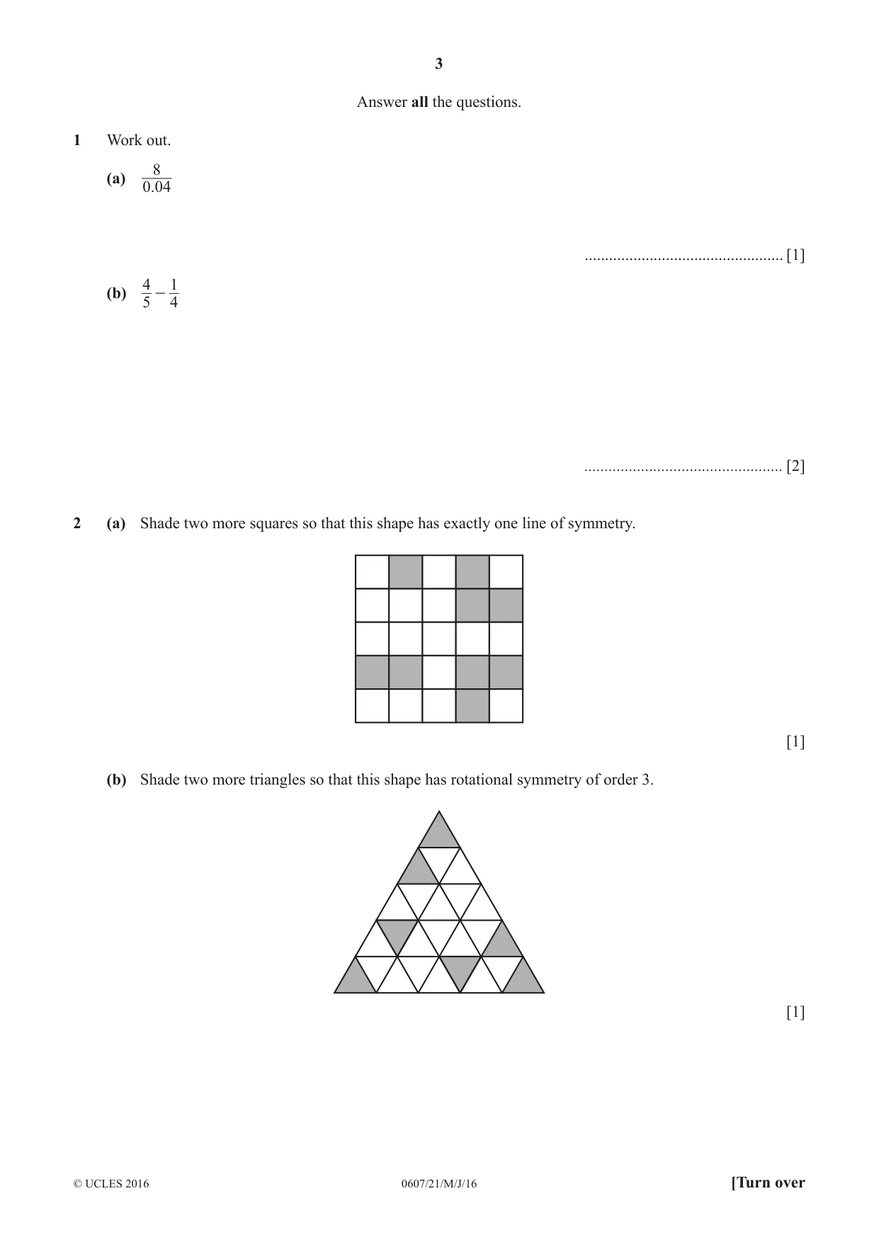 Cambridge IGCSE Mathematics - International 0607 2016 May/June Paper 2 · Variant 1 question paper, page 3 of 12
