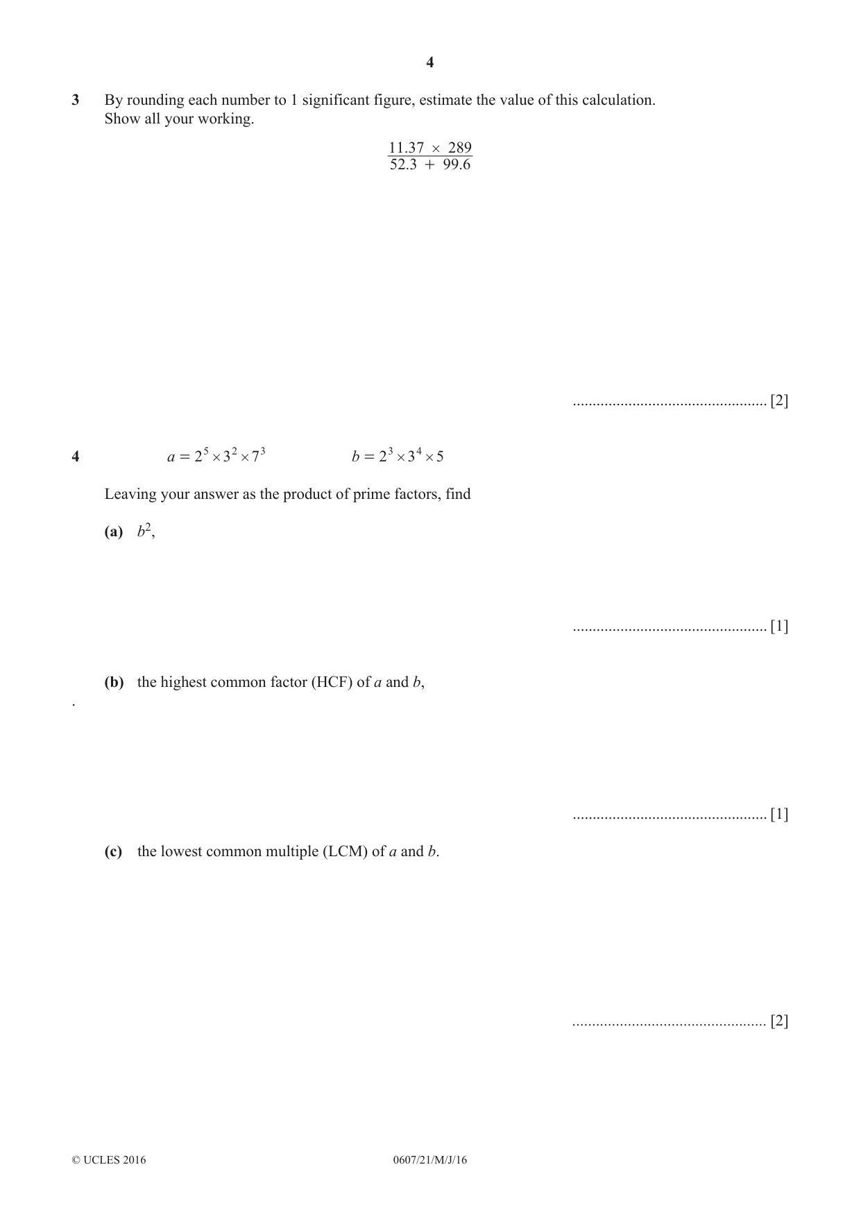 Cambridge IGCSE Mathematics - International 0607 2016 May/June Paper 2 · Variant 1 question paper, page 4 of 12