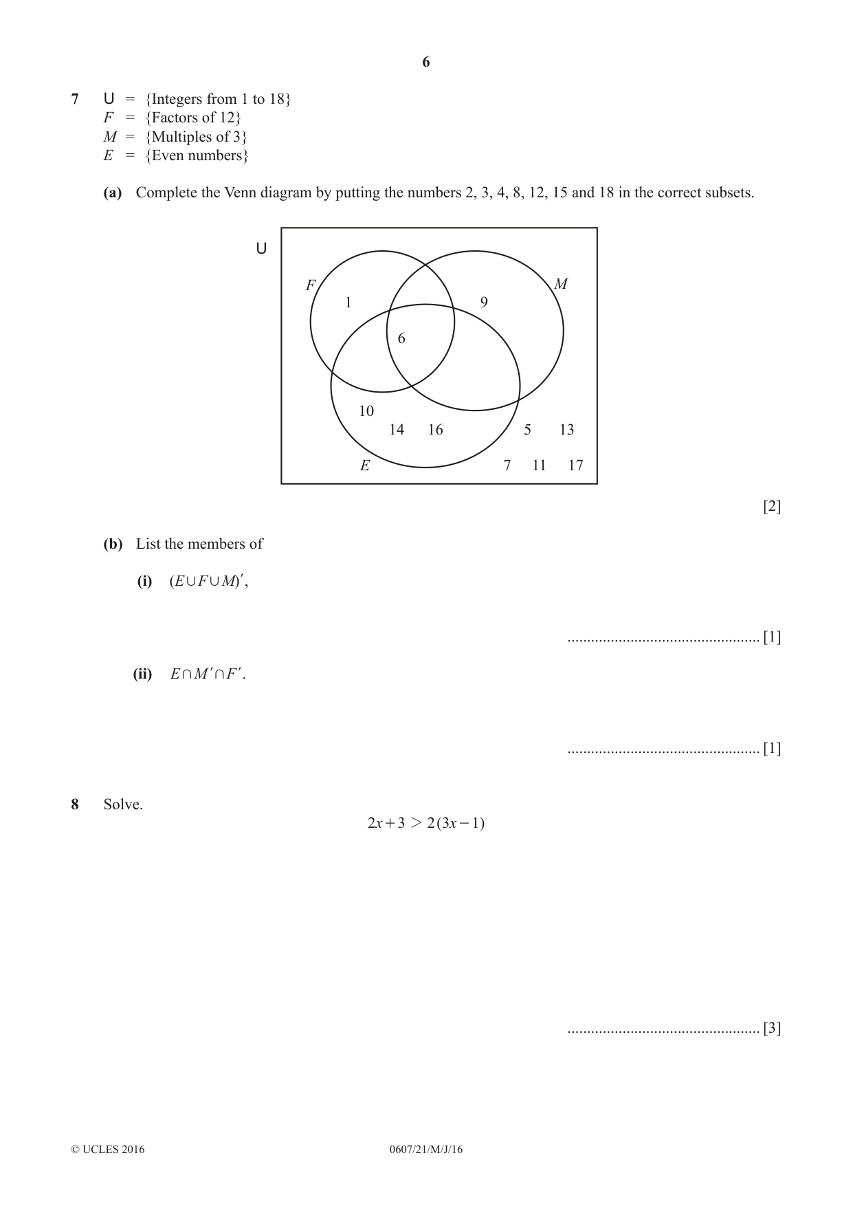Cambridge IGCSE Mathematics - International 0607 2016 May/June Paper 2 · Variant 1 question paper, page 6 of 12