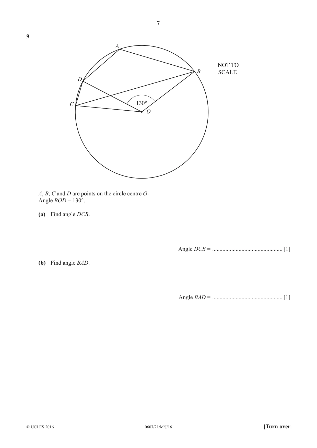 Cambridge IGCSE Mathematics - International 0607 2016 May/June Paper 2 · Variant 1 question paper, page 7 of 12