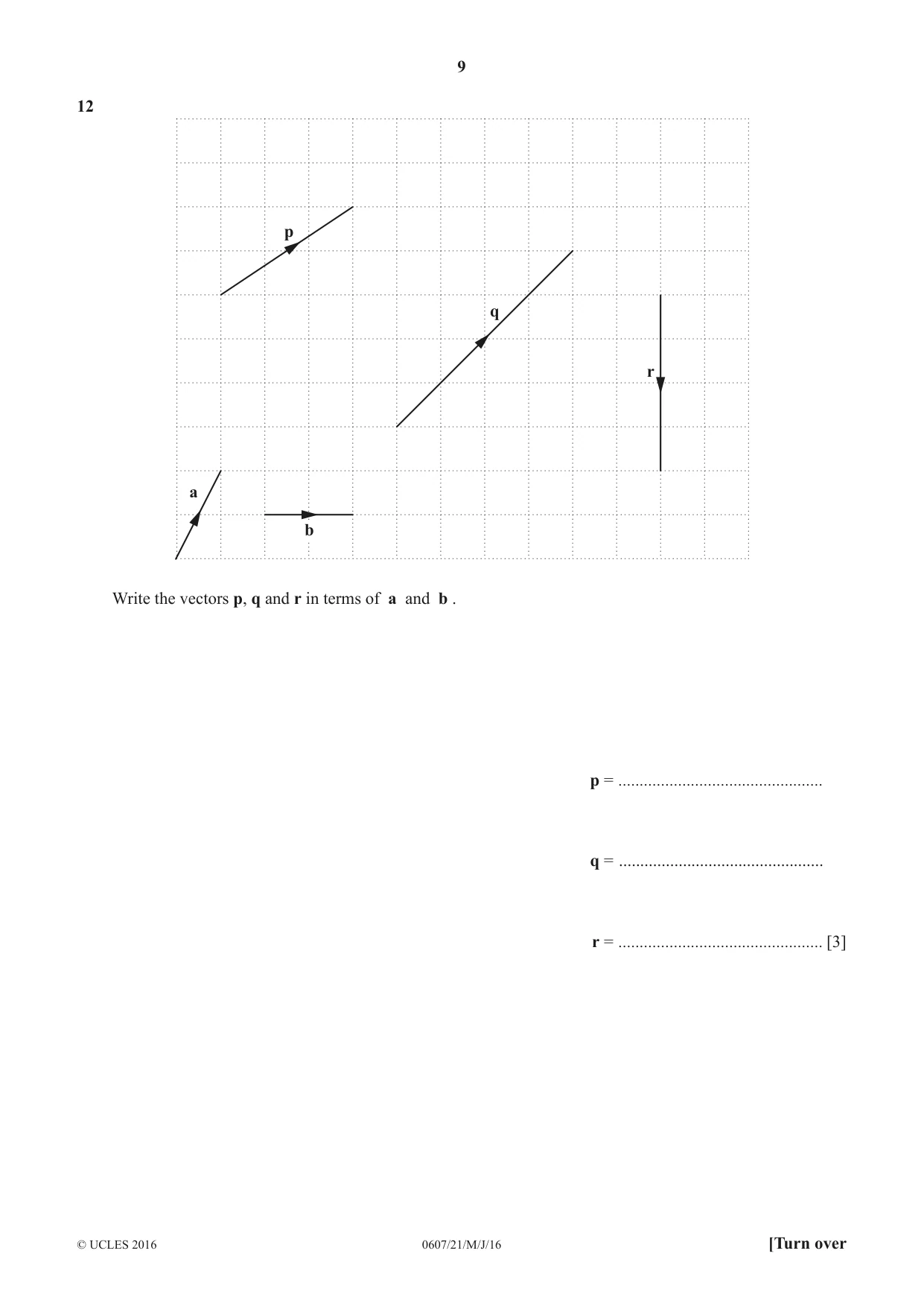Cambridge IGCSE Mathematics - International 0607 2016 May/June Paper 2 · Variant 1 question paper, page 9 of 12