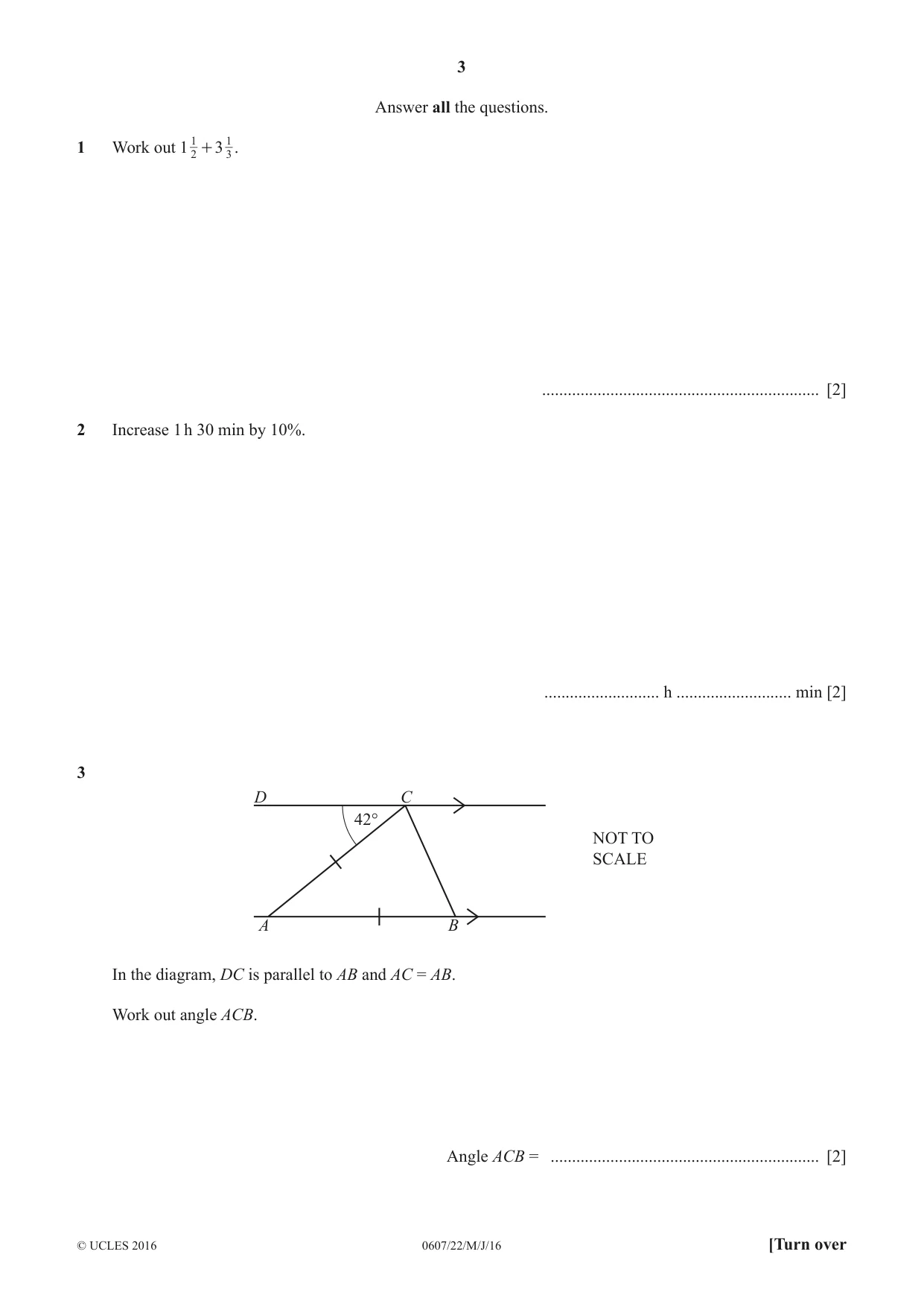 Cambridge IGCSE Mathematics - International 0607 2016 May/June Paper 2 · Variant 2 question paper, page 3 of 8