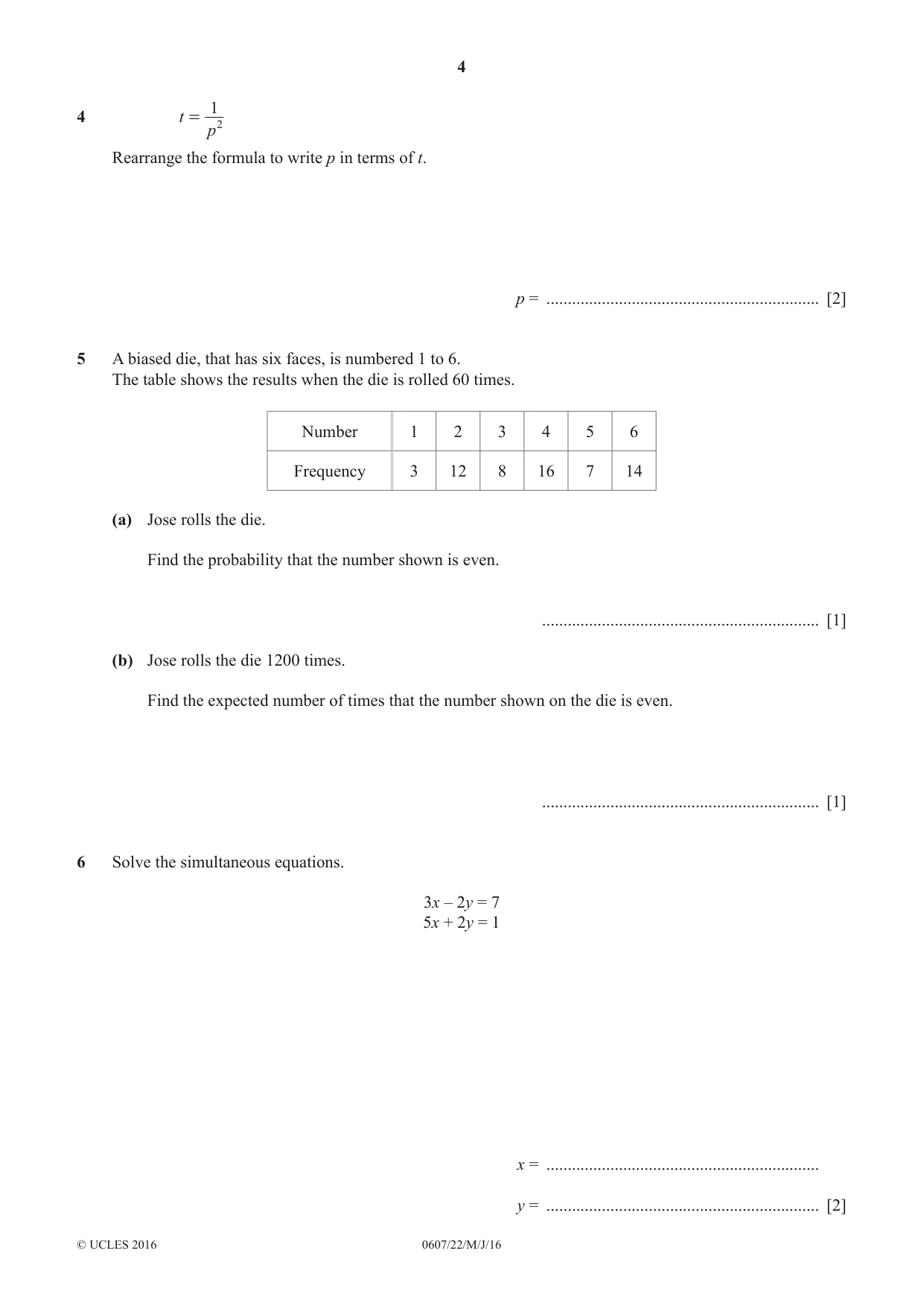 Cambridge IGCSE Mathematics - International 0607 2016 May/June Paper 2 · Variant 2 question paper, page 4 of 8