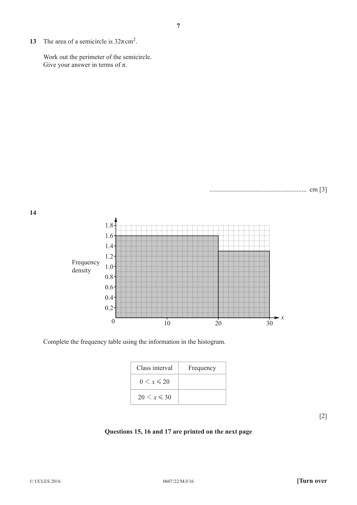 Cambridge IGCSE Mathematics - International 0607 2016 May/June Paper 2 · Variant 2 question paper, page 7 of 8