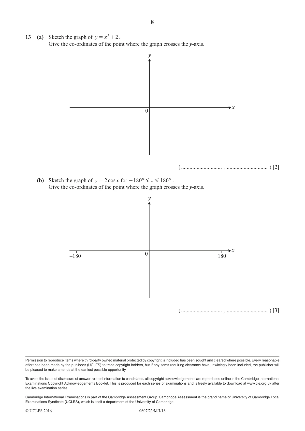 Cambridge IGCSE Mathematics - International 0607 2016 May/June Paper 2 · Variant 3 question paper, page 8 of 8