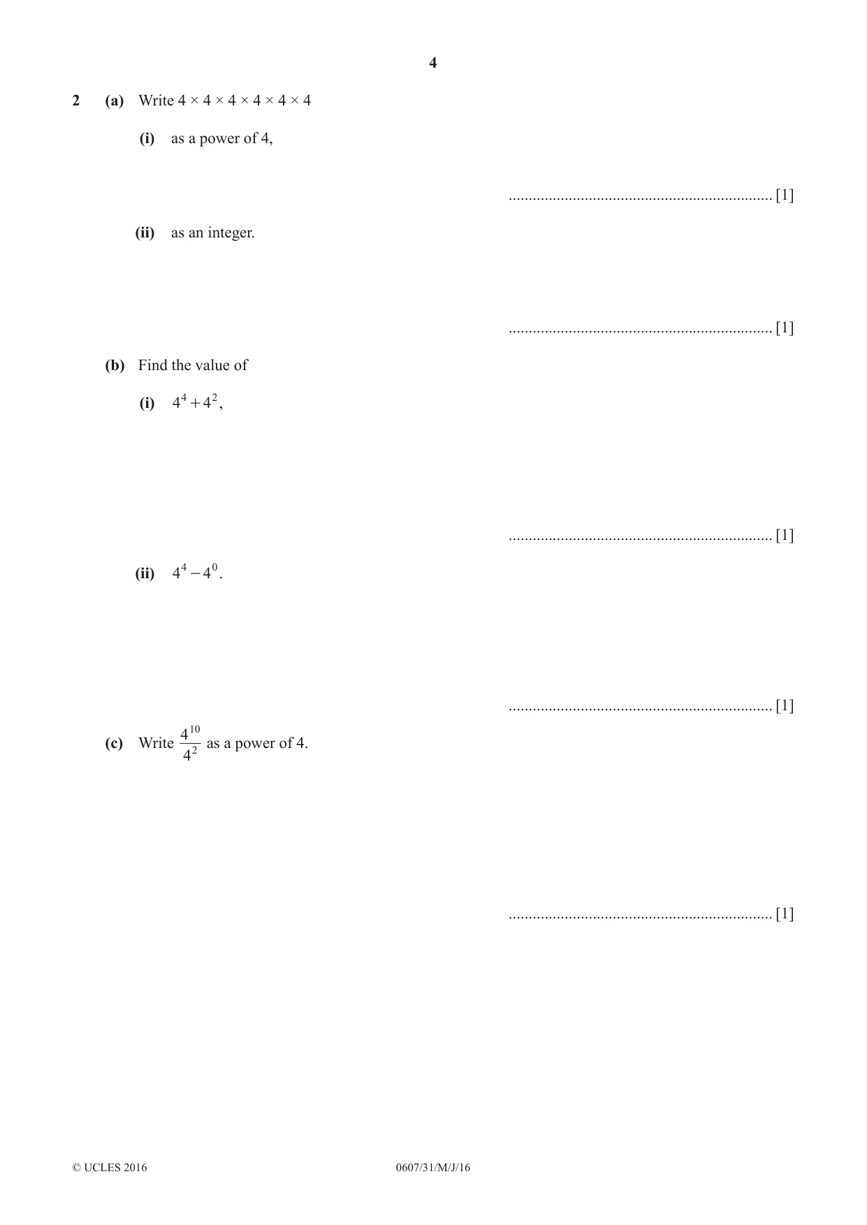 Cambridge IGCSE Mathematics - International 0607 2016 May/June Paper 3 · Variant 1 question paper, page 4 of 16