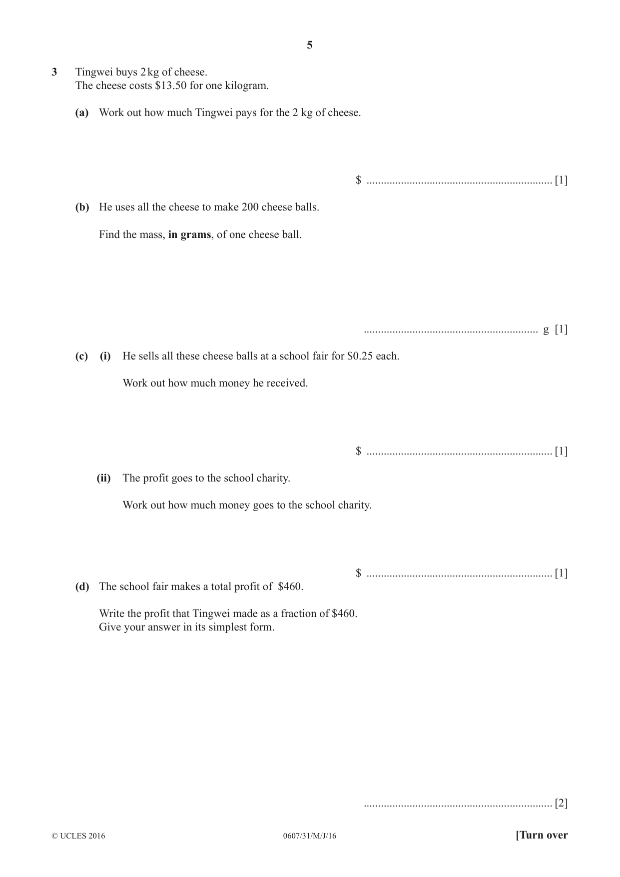 Cambridge IGCSE Mathematics - International 0607 2016 May/June Paper 3 · Variant 1 question paper, page 5 of 16