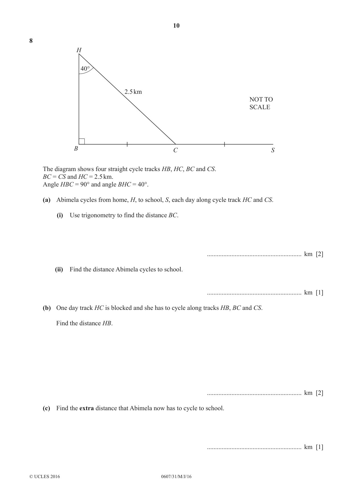 Cambridge IGCSE Mathematics - International 0607 2016 May/June Paper 3 · Variant 1 question paper, page 10 of 16