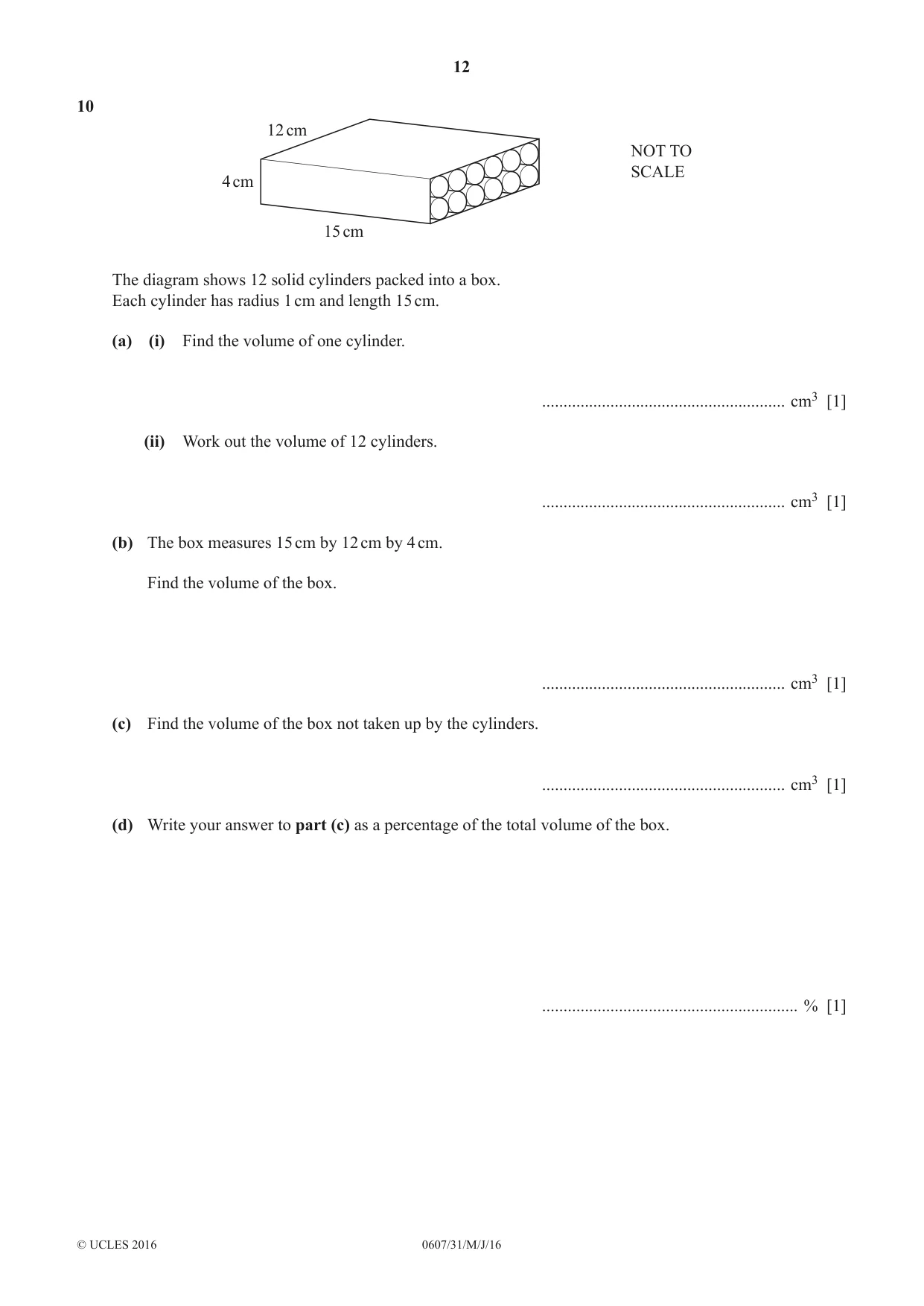 Cambridge IGCSE Mathematics - International 0607 2016 May/June Paper 3 · Variant 1 question paper, page 12 of 16