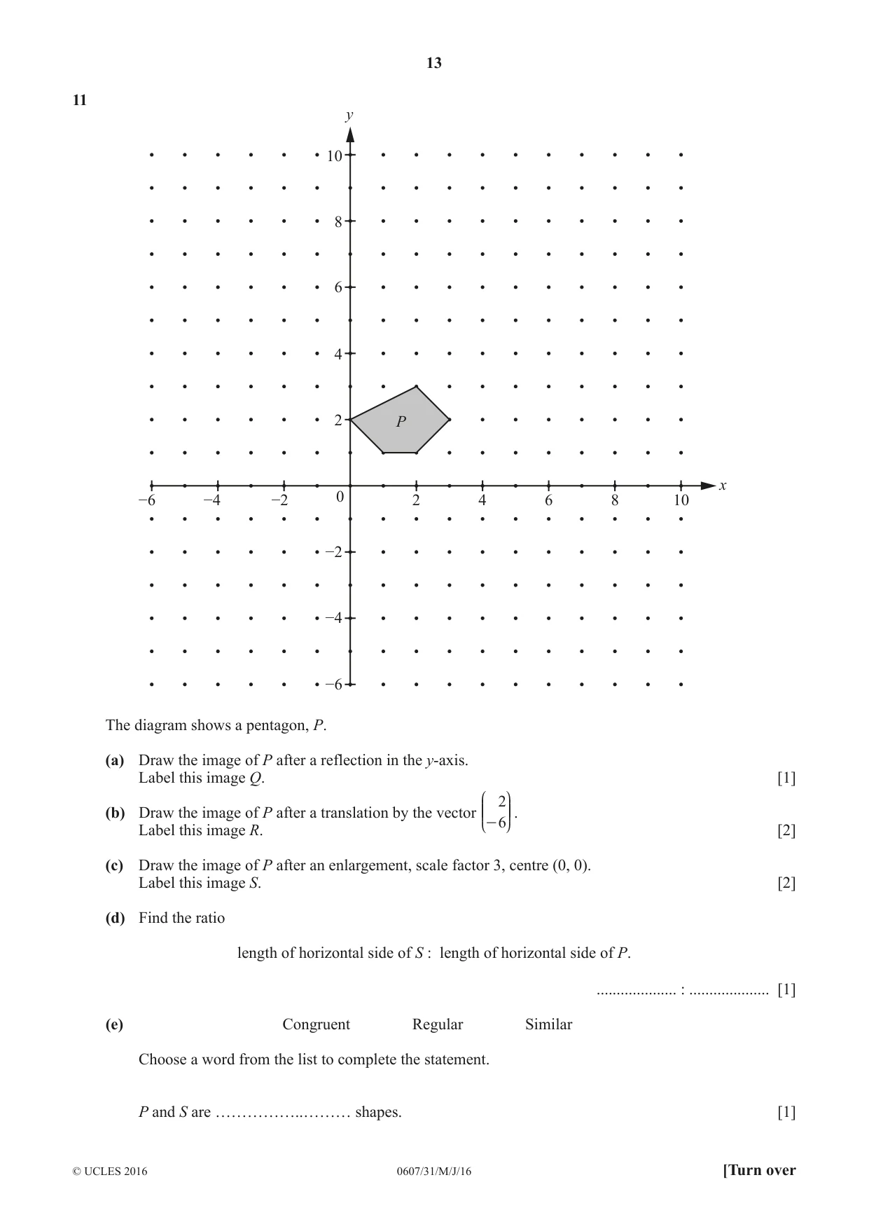 Cambridge IGCSE Mathematics - International 0607 2016 May/June Paper 3 · Variant 1 question paper, page 13 of 16