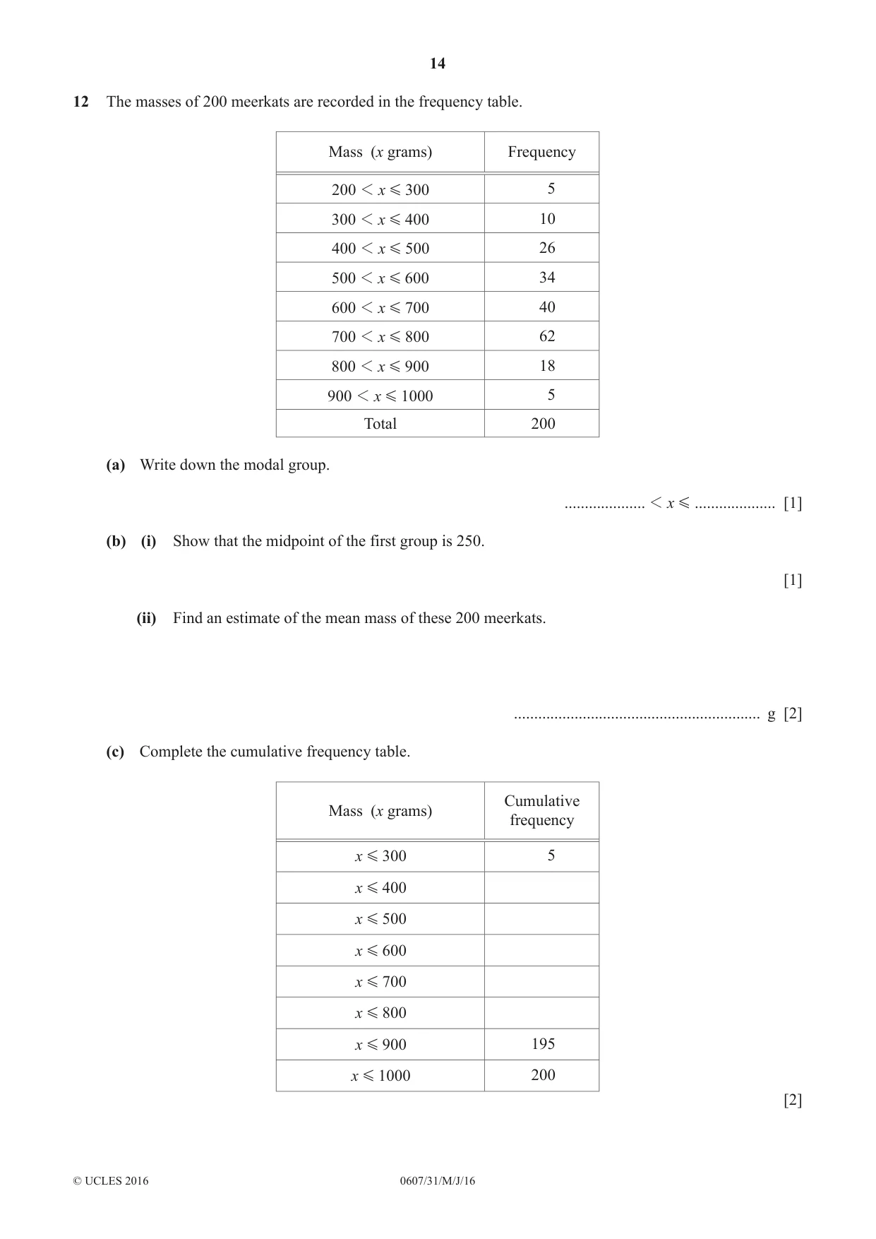 Cambridge IGCSE Mathematics - International 0607 2016 May/June Paper 3 · Variant 1 question paper, page 14 of 16