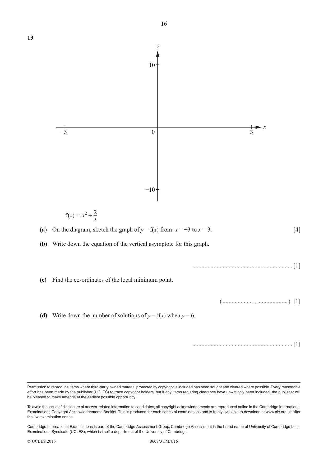 Cambridge IGCSE Mathematics - International 0607 2016 May/June Paper 3 · Variant 1 question paper, page 16 of 16