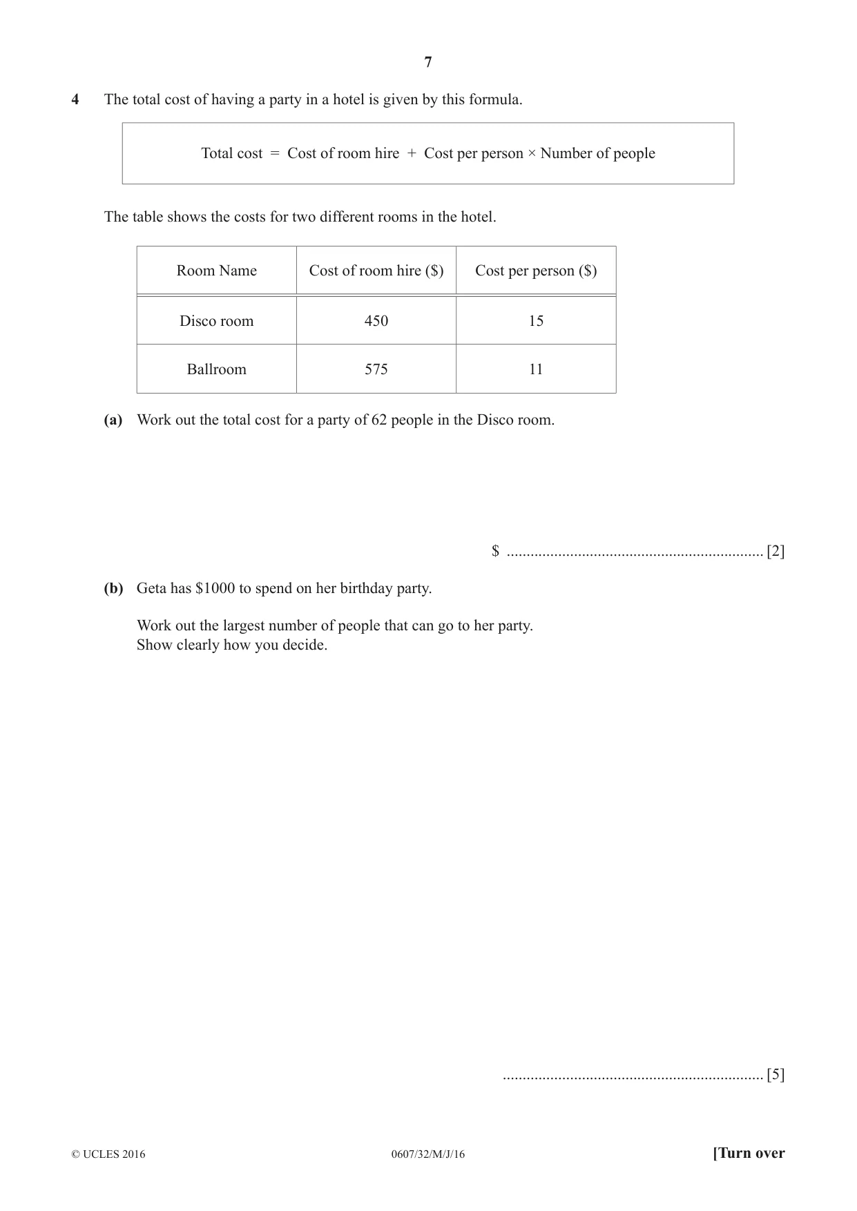 Cambridge IGCSE Mathematics - International 0607 2016 May/June Paper 3 · Variant 2 question paper, page 7 of 20