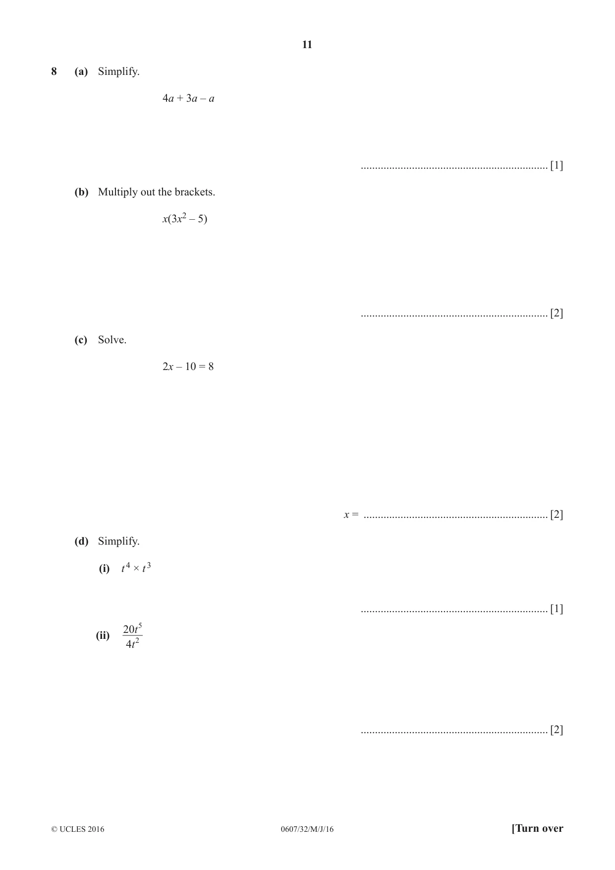 Cambridge IGCSE Mathematics - International 0607 2016 May/June Paper 3 · Variant 2 question paper, page 11 of 20