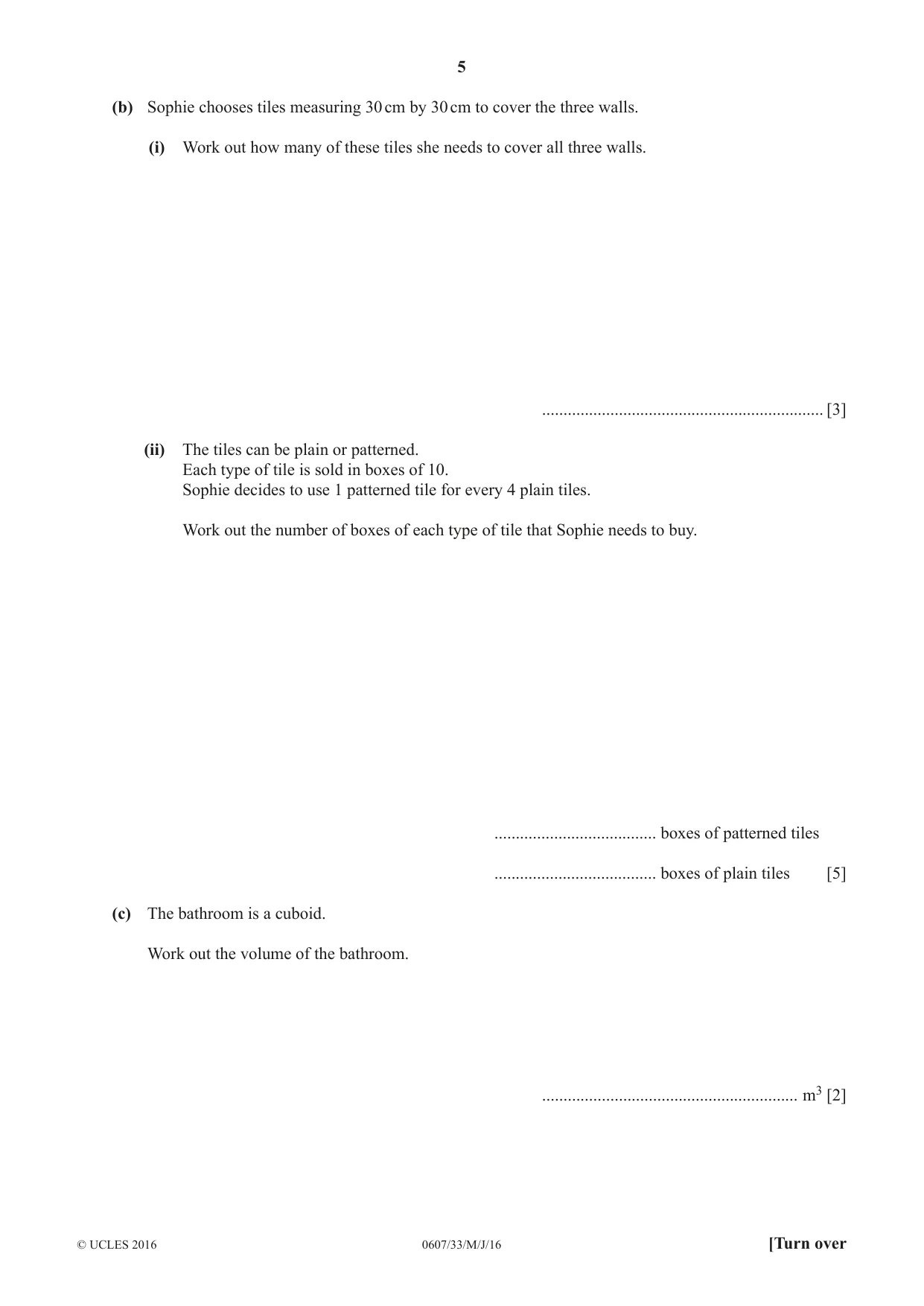 Cambridge IGCSE Mathematics - International 0607 2016 May/June Paper 3 · Variant 3 question paper, page 5 of 20
