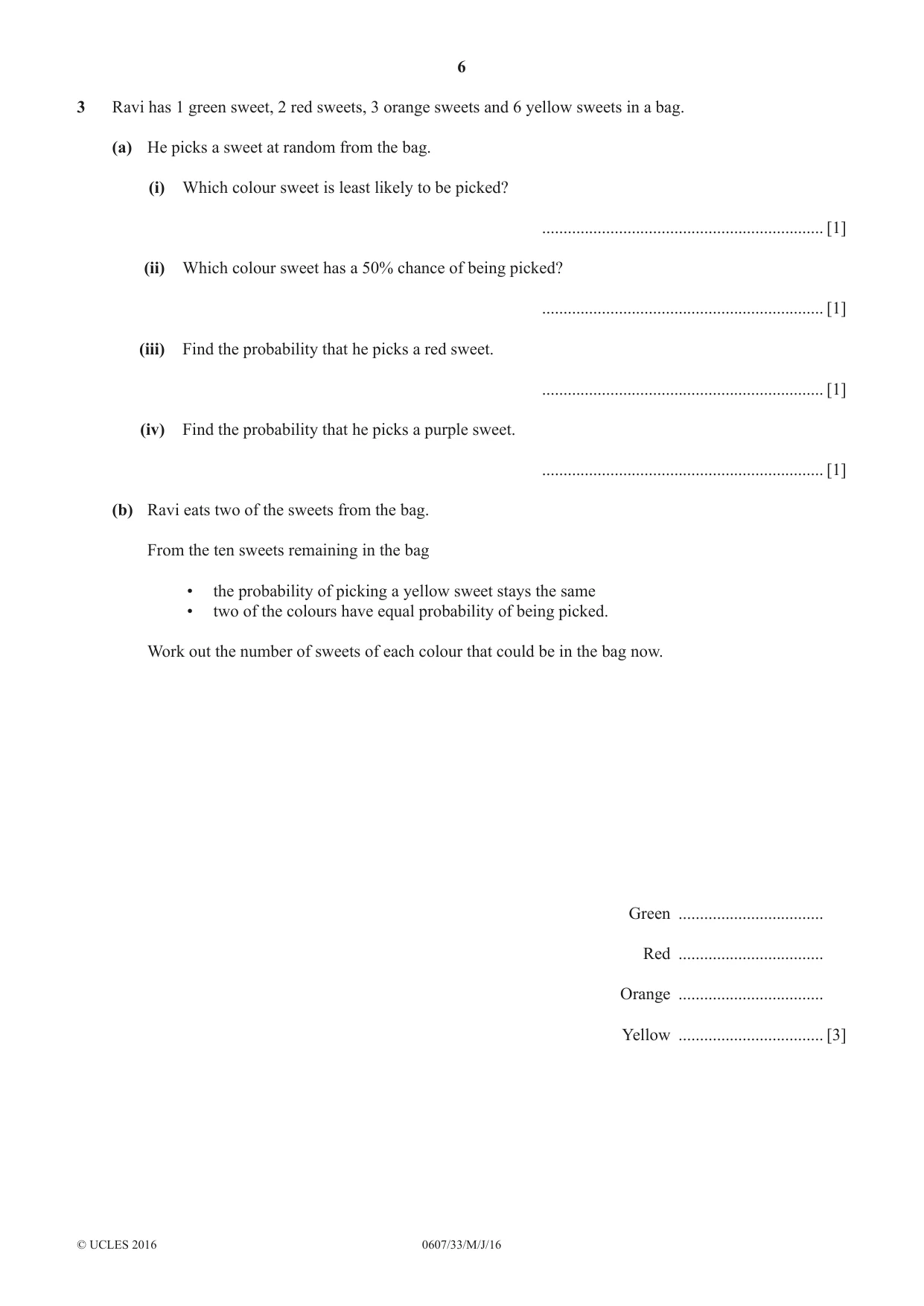 Cambridge IGCSE Mathematics - International 0607 2016 May/June Paper 3 · Variant 3 question paper, page 6 of 20