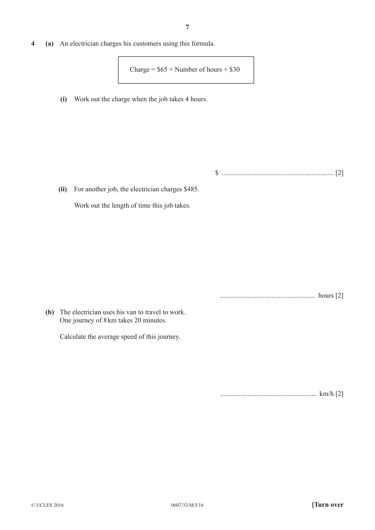 Cambridge IGCSE Mathematics - International 0607 2016 May/June Paper 3 · Variant 3 question paper, page 7 of 20