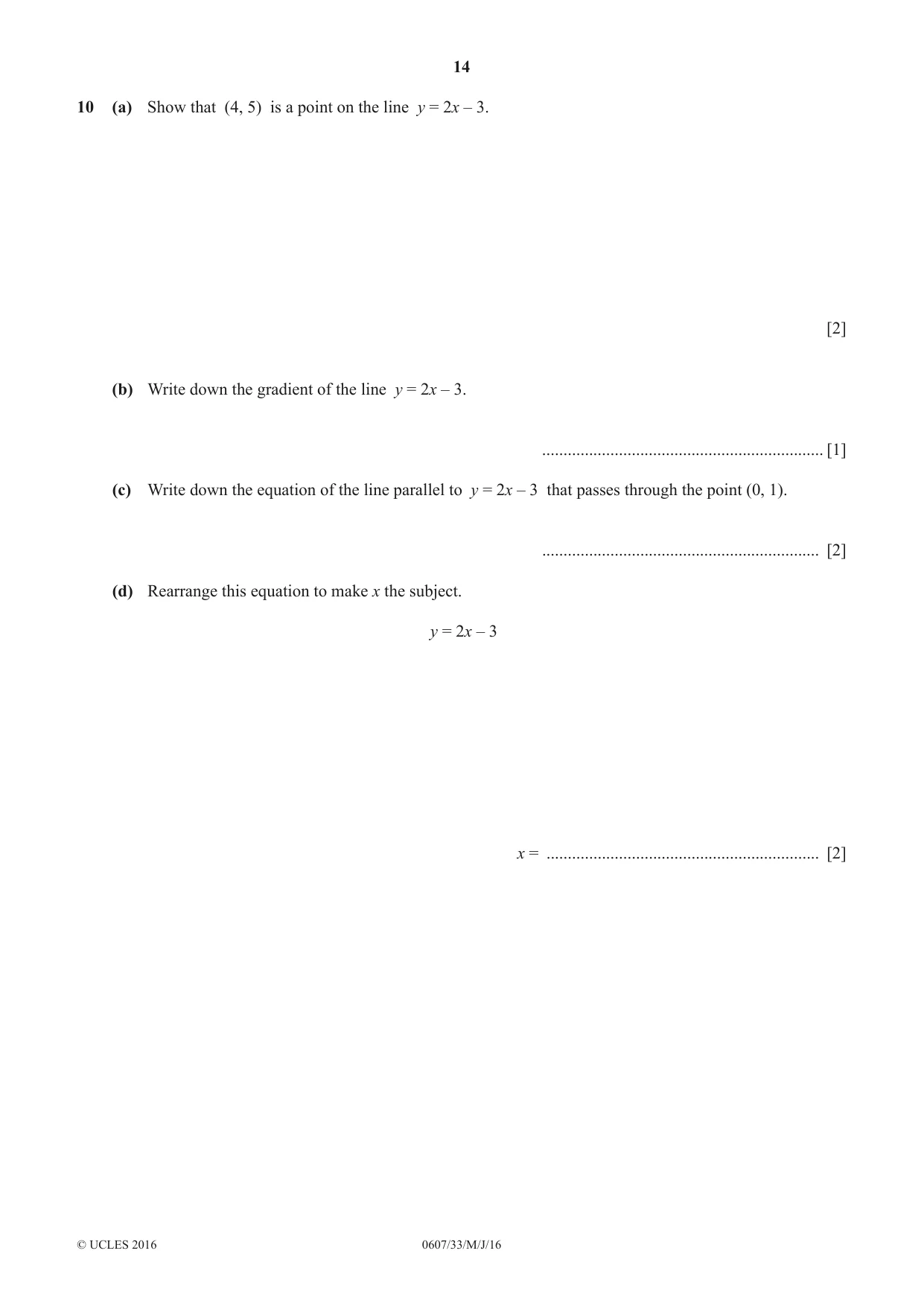 Cambridge IGCSE Mathematics - International 0607 2016 May/June Paper 3 · Variant 3 question paper, page 14 of 20