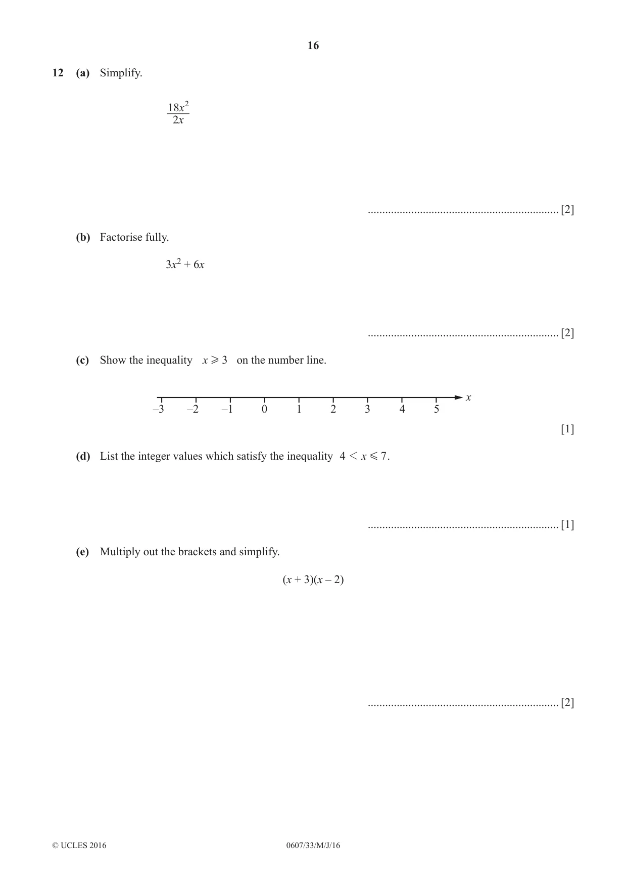 Cambridge IGCSE Mathematics - International 0607 2016 May/June Paper 3 · Variant 3 question paper, page 16 of 20