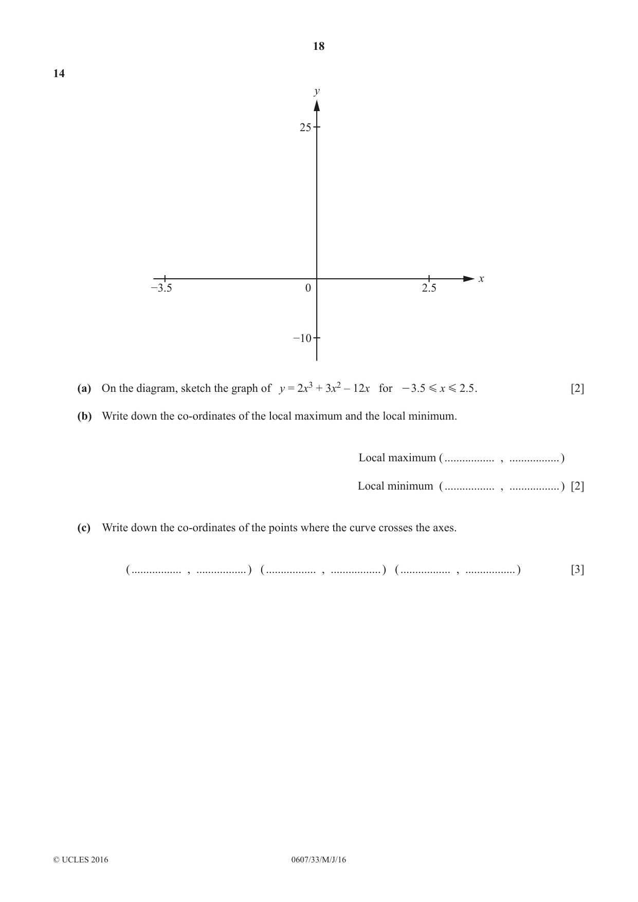 Cambridge IGCSE Mathematics - International 0607 2016 May/June Paper 3 · Variant 3 question paper, page 18 of 20