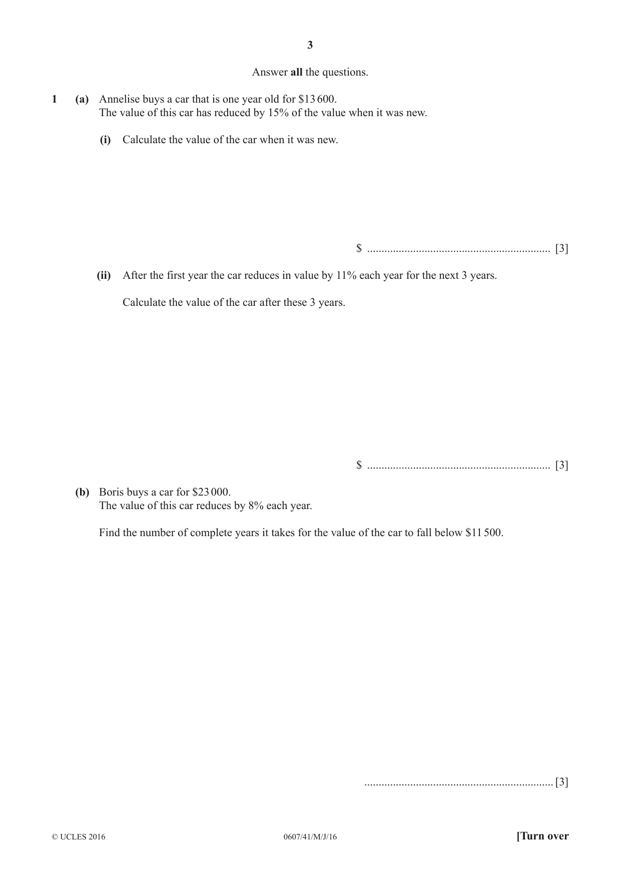 Cambridge IGCSE Mathematics - International 0607 2016 May/June Paper 4 · Variant 1 question paper, page 3 of 20
