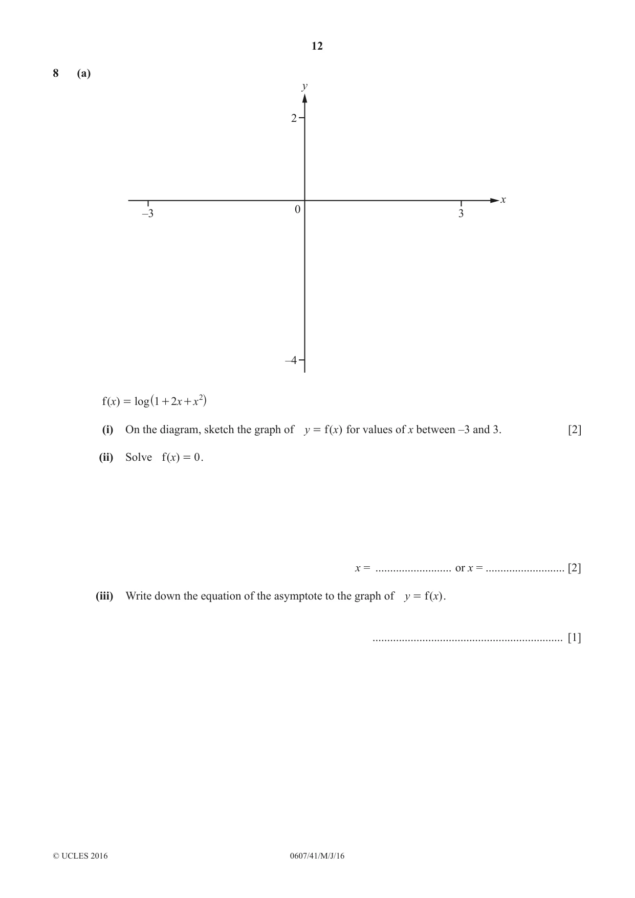 Cambridge IGCSE Mathematics - International 0607 2016 May/June Paper 4 · Variant 1 question paper, page 12 of 20