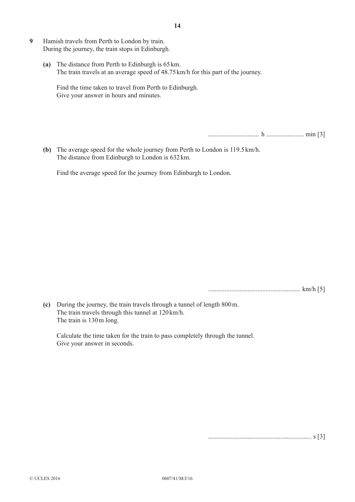 Cambridge IGCSE Mathematics - International 0607 2016 May/June Paper 4 · Variant 1 question paper, page 14 of 20